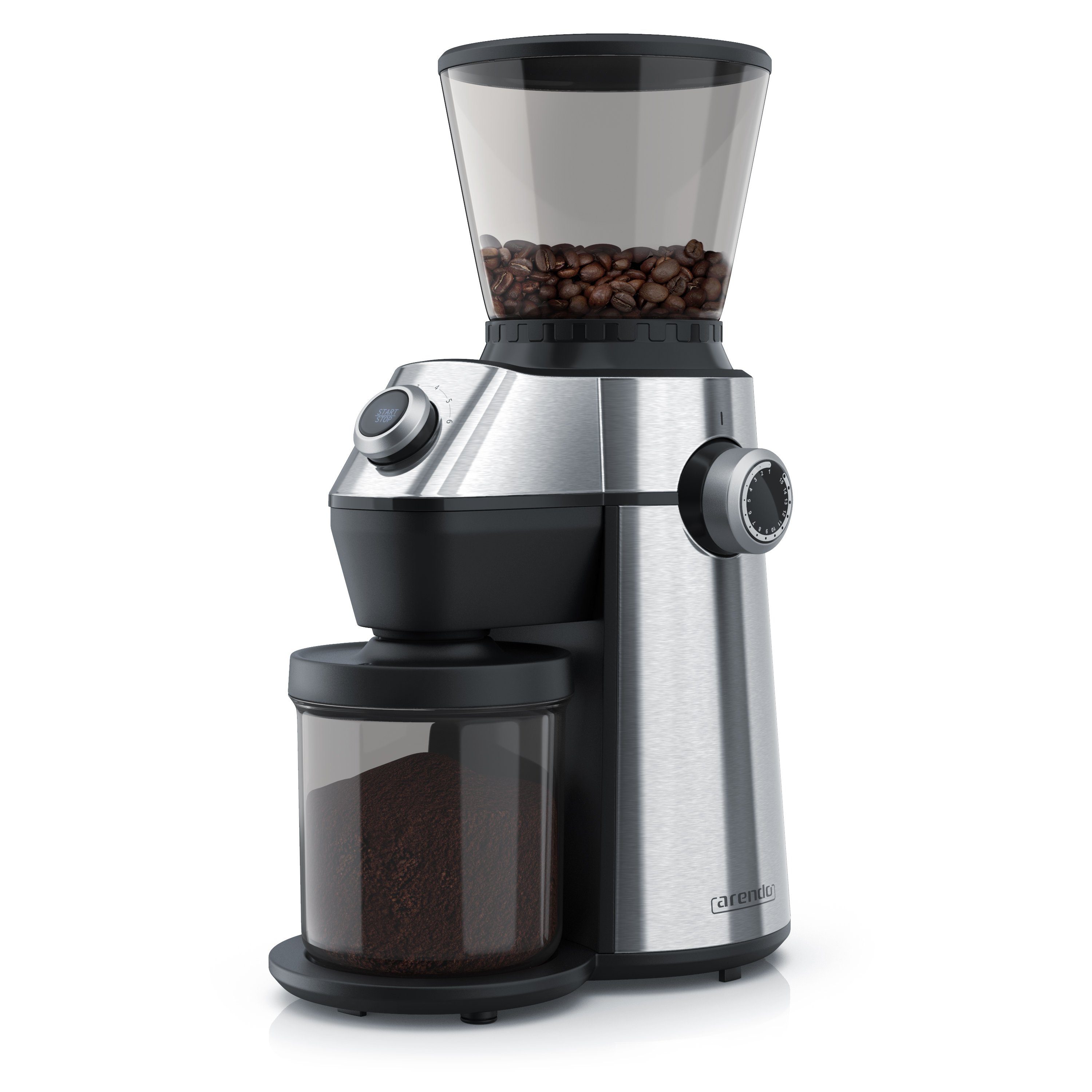 Arendo Kaffeemühle, 150 W, Kegelmahlwerk, 360 g Bohnenbehälter, Kaffee  Mühle mit Kegel Mahlwerk - 15 Mahlgradstufen