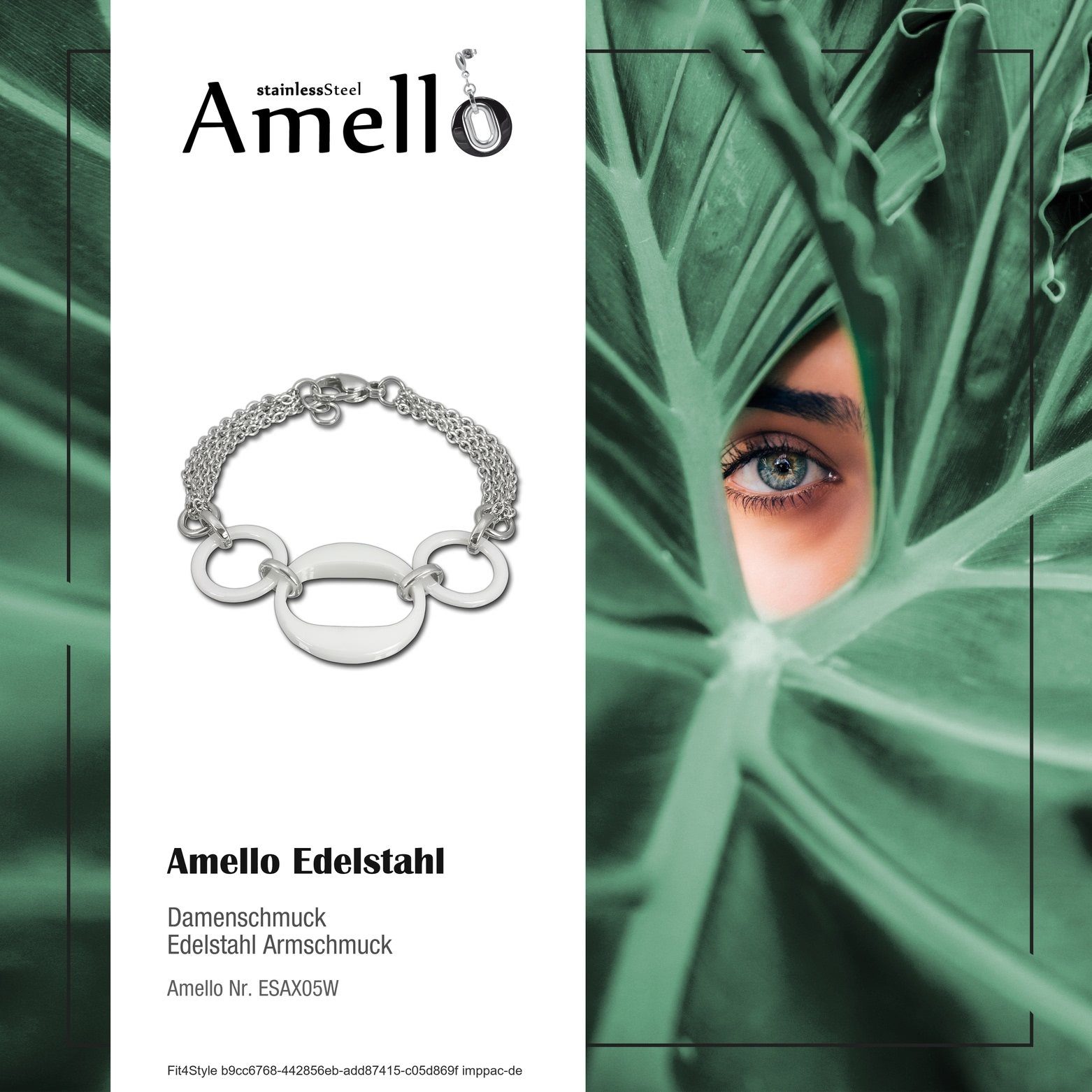 Amello Edelstahlarmband Ringe für weiß silber Armbänder Armband 3 Edelstahl (Armband), Amello Damen (Stainless Steel)