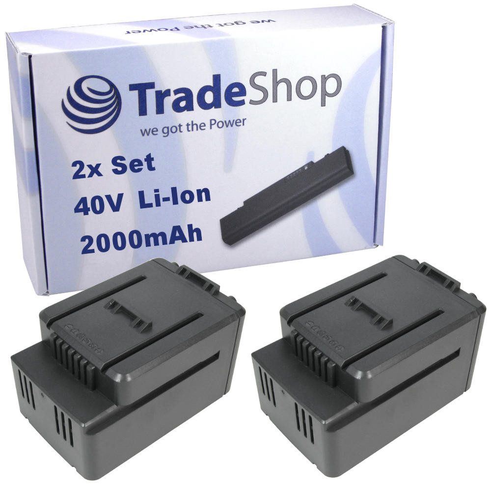 Trade-Shop 2x Akku passend für Worx WG268, WG268E, WG568, WG568E, WG168, WG168E Akku Li-Ion 2000 mAh (40 V)