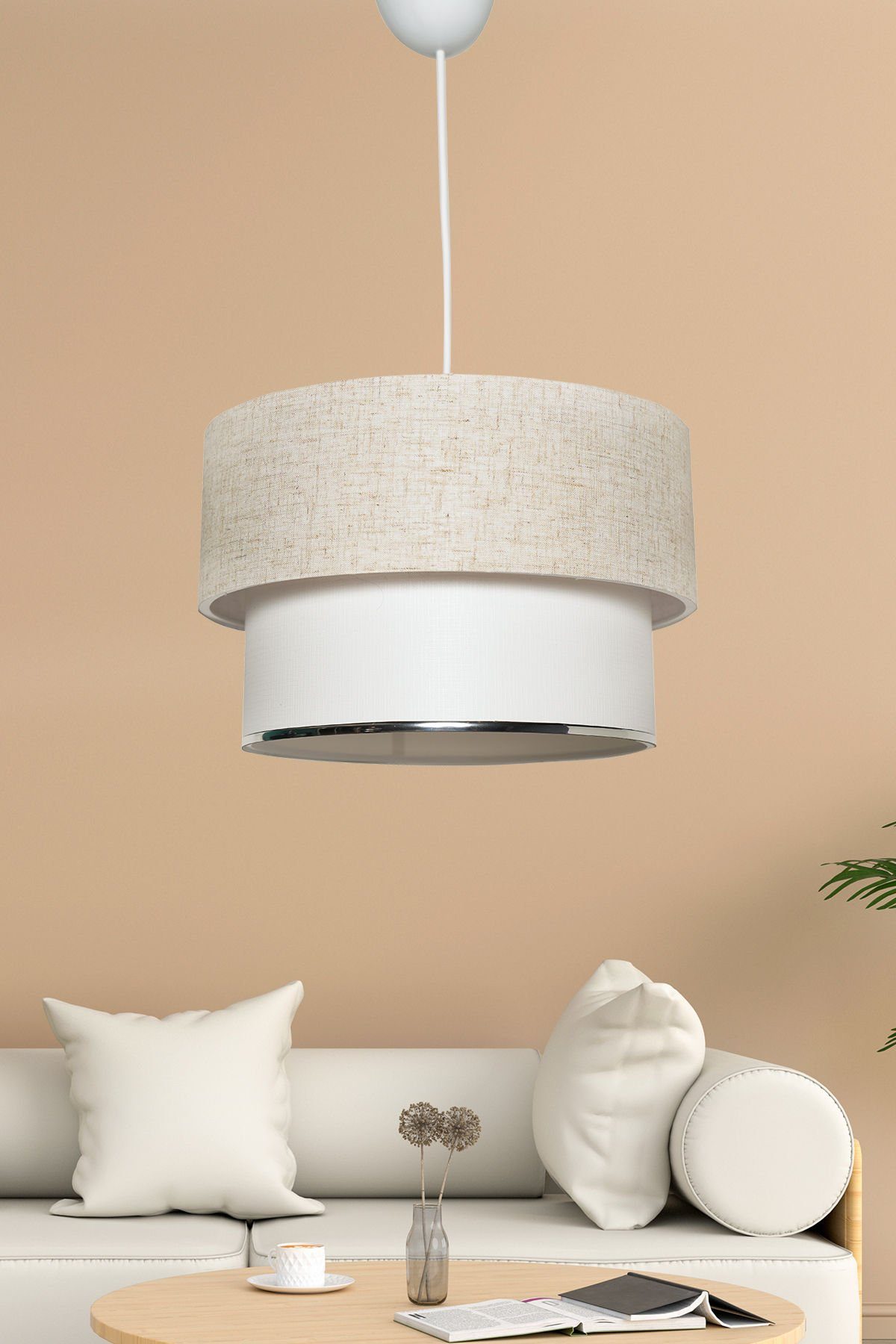 Opviq Kronleuchter Boho Relax, ohne Leuchtmittel, Stoffschirm,Angenehme Lichtstreuung, Zeitloses Design