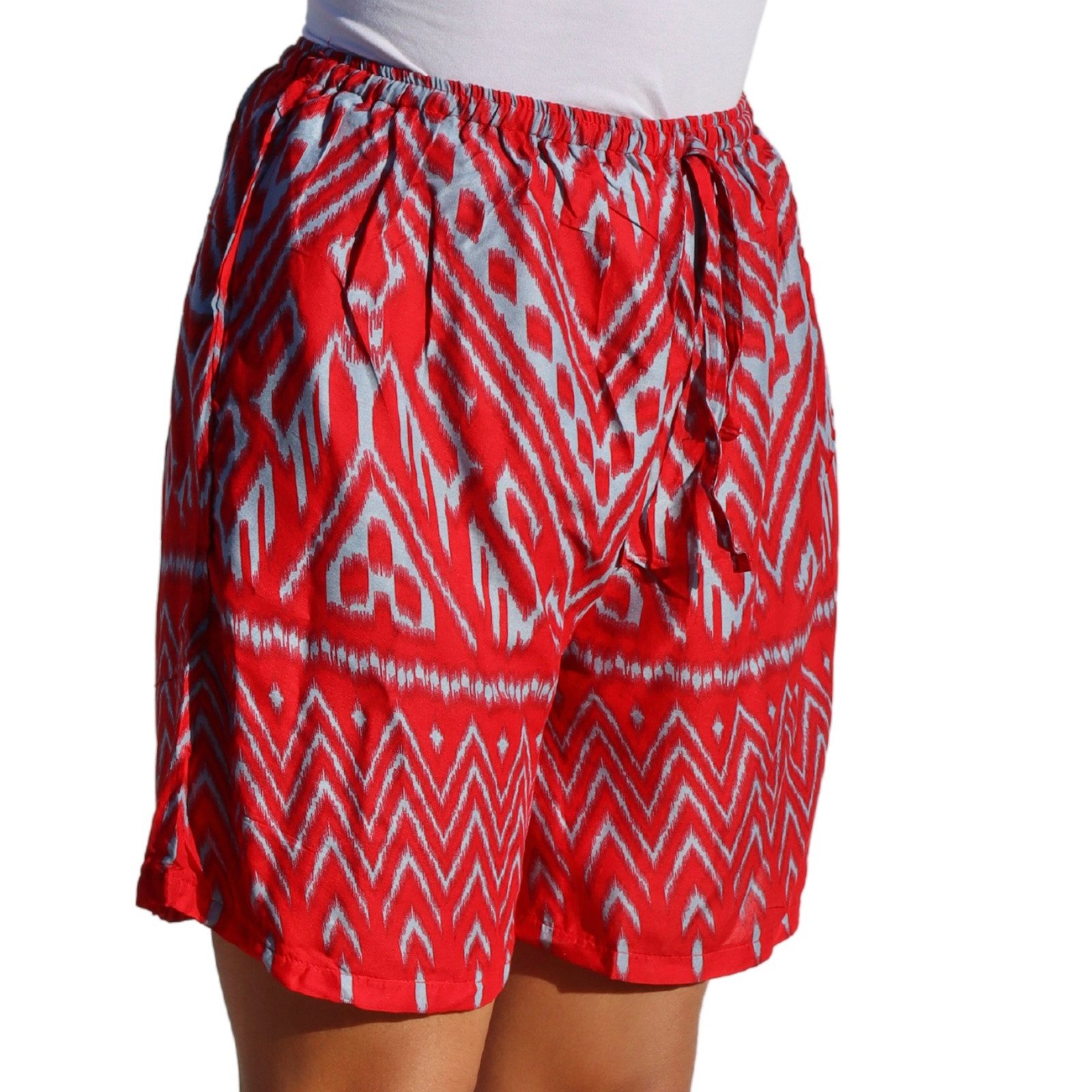 PANASIAM Shorts kurze Hose Damen Shorts Sweatshort aus 100% Viskose Stoffhose Wellness gemusterte Sommerhose mit Kordelzug und Taschen leichte Strandshort