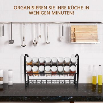 BOTC Gewürzregal Komplett-Set Universal Küchen-Organizer Gewürzständer, Gewürzregal mit 24 Gewürzdosen 72 Etikettenbögen