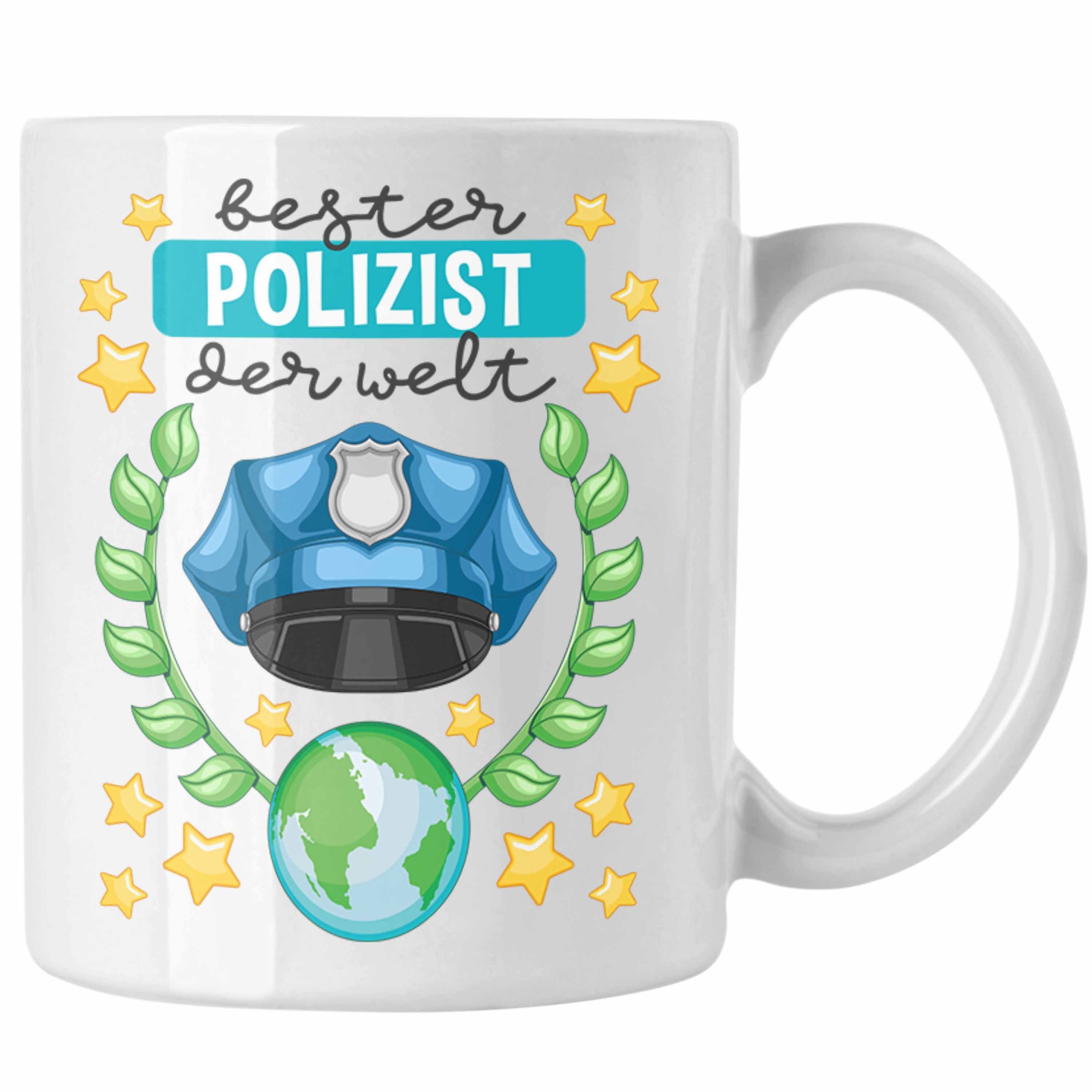 Trendation Tasse Trendation - Bester Polizist Geschenk Tasse mit Spruch Geschenke Polizei Männer Lustig Weiss