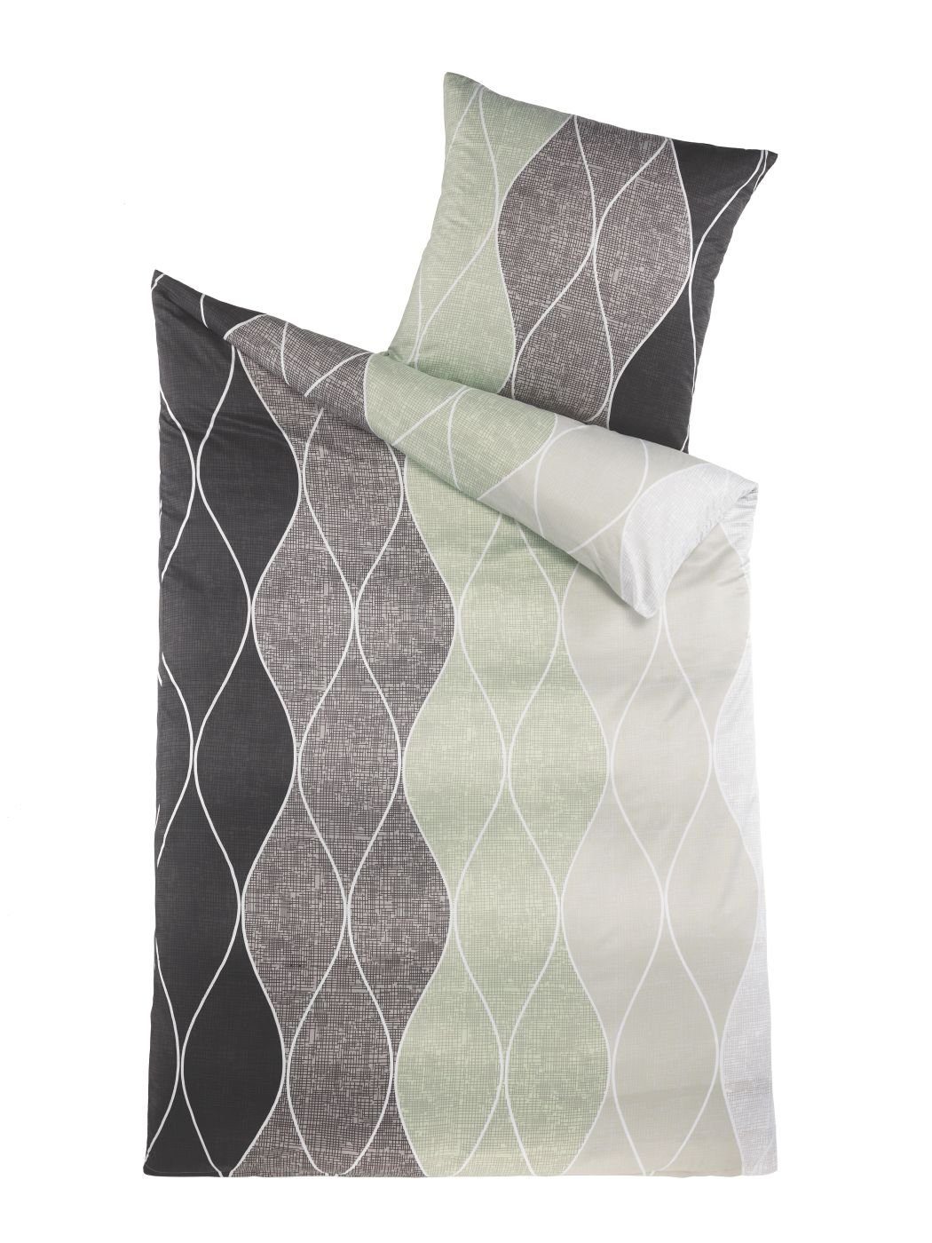 Optidream Bettwäsche Set Mikrofaser 135x200 Polyester Alec-Grau grau grün, günstig online kaufen