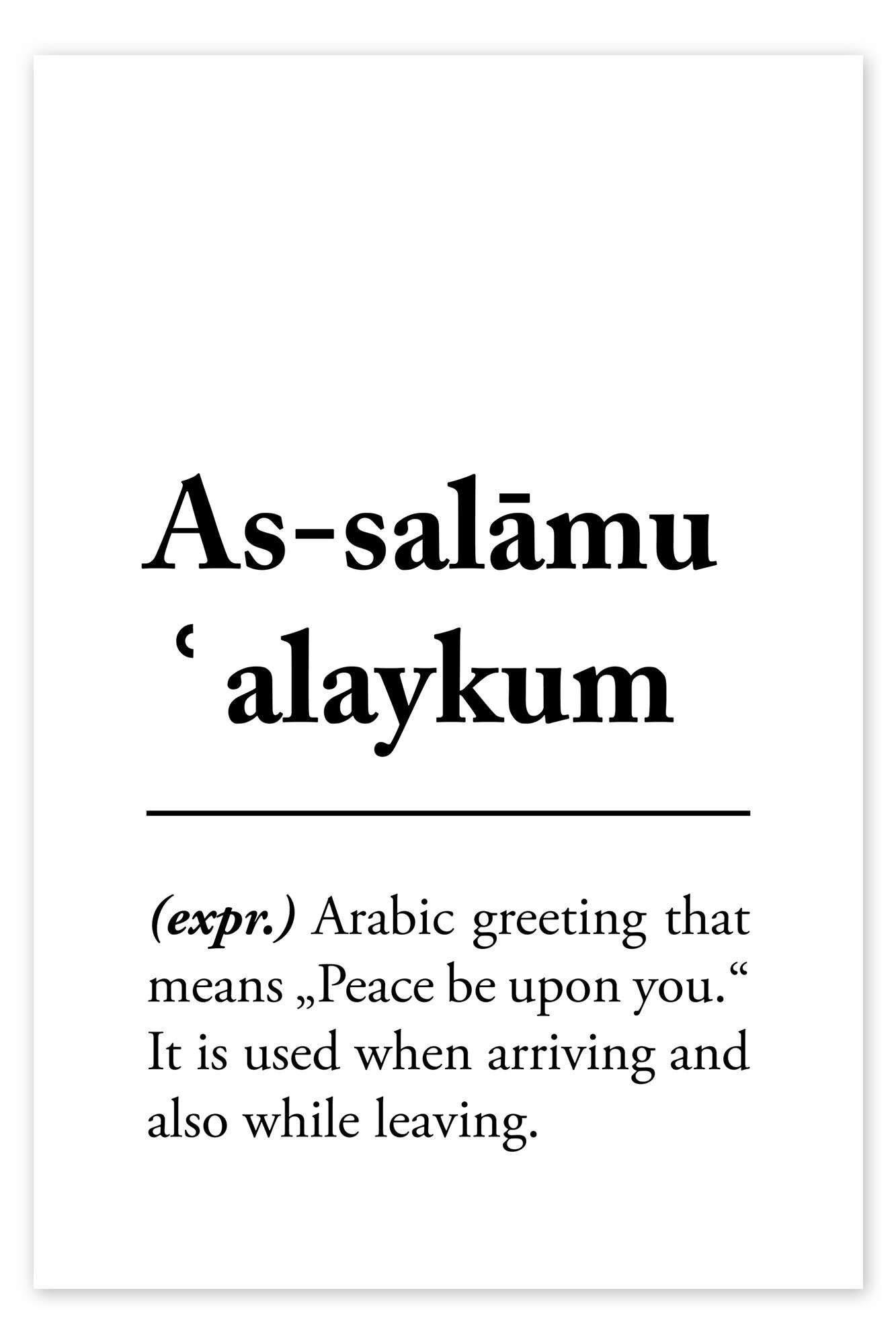 Posterlounge Poster Typobox, As-salāmu ʿalaykum Definition (Englisch)