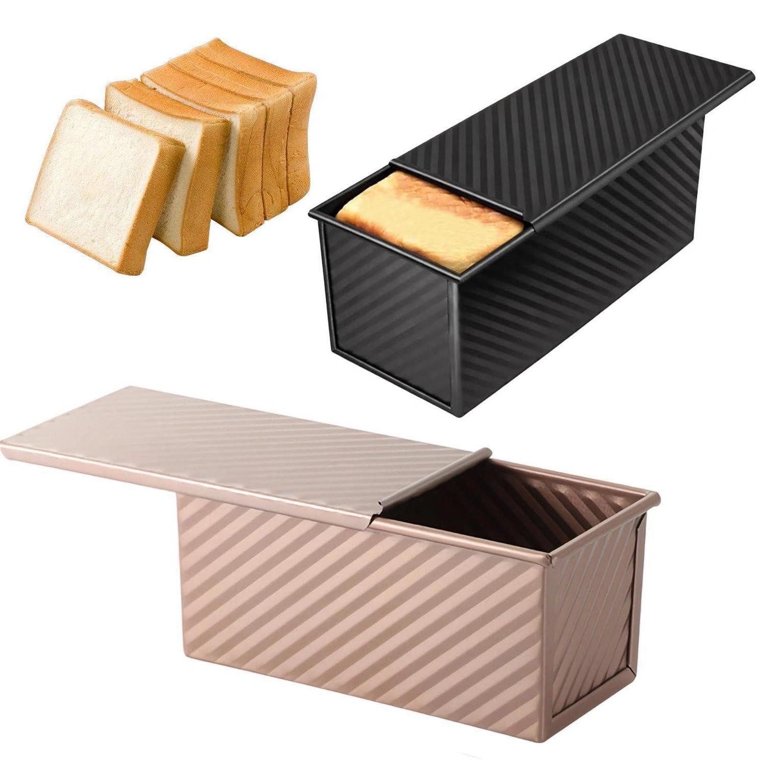 LuxusKollektion Brotbackform Toastbrotform mit Deckel 2er-Set Schwarz/Roségold, (2-tlg)