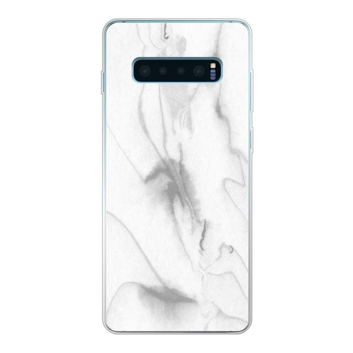 MuchoWow Handyhülle Marmor - Grau - Weiß - Abstrakt - Marmoroptik Phone Case Handyhülle Samsung Galaxy S10+ Silikon Schutzhülle
