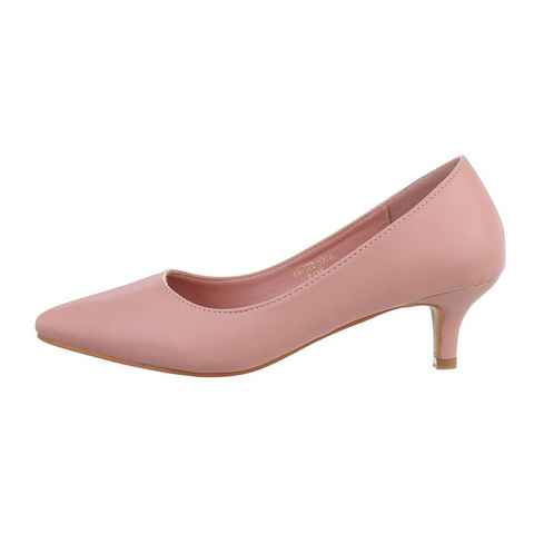 Ital-Design Damen Elegant Pumps Blockabsatz Klassische Pumps in Altrosa