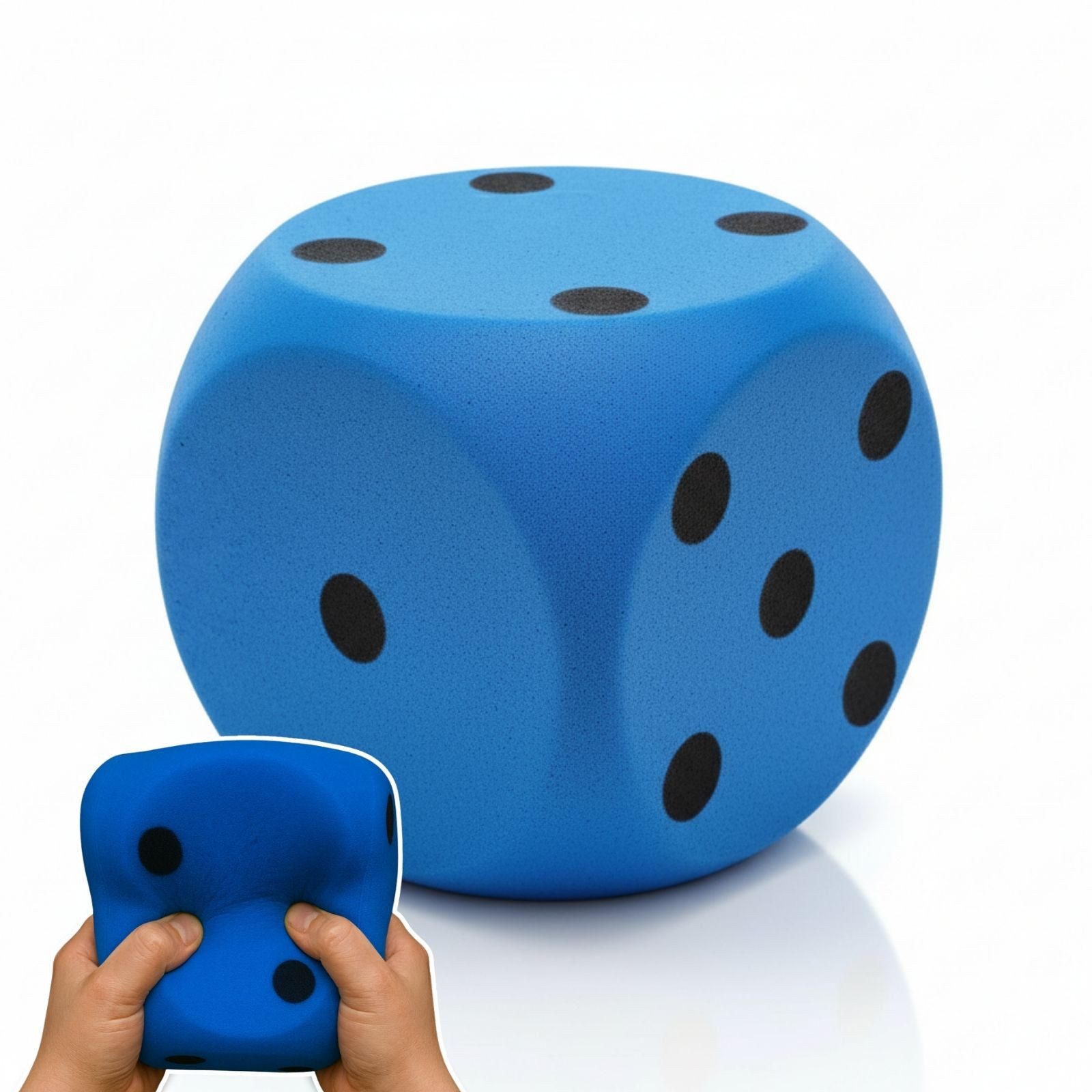alldoro Softball XXL Schaumstoff-Würfel 15 cm blau, Augenwürfel extra weich und groß, Spielwürfel für Kinder ab 3 Jahren, für Würfel-, Lern- & Motorikspiele