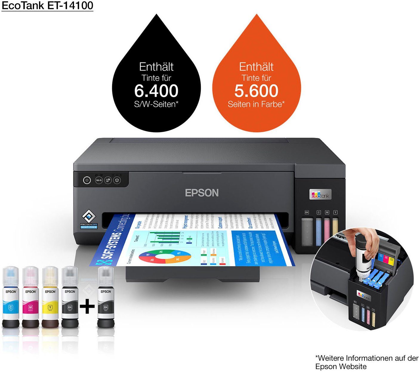 Epson EcoTank ET-14100 Tintenstrahldrucker, (WLAN (Wi-Fi), Wi-Fi Direct)