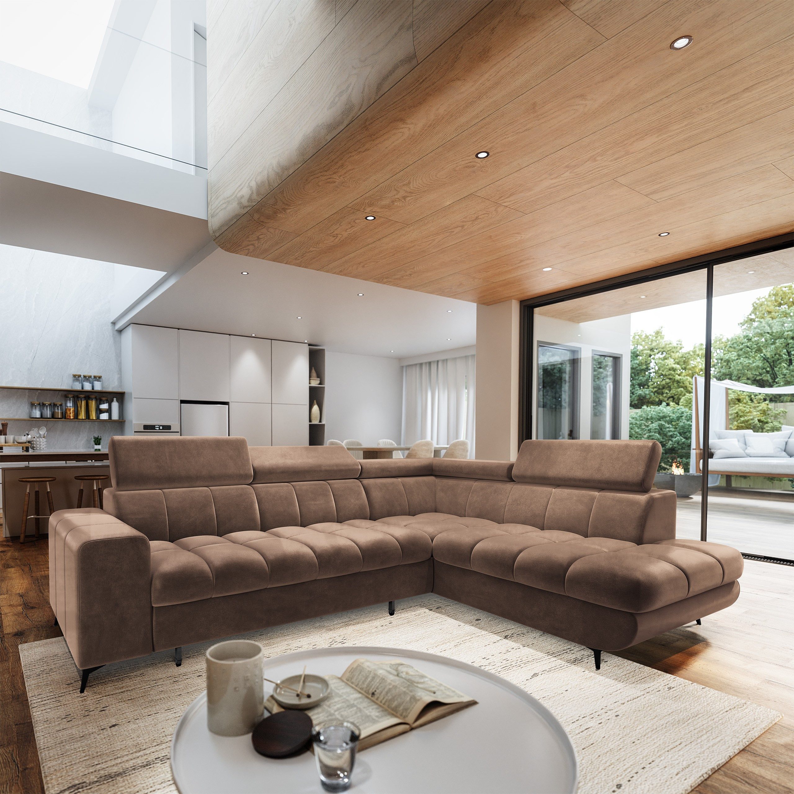 Masseno Ecksofa MORIVA mit Schlaffunktion L-Form, Sofa mit Bettkasten