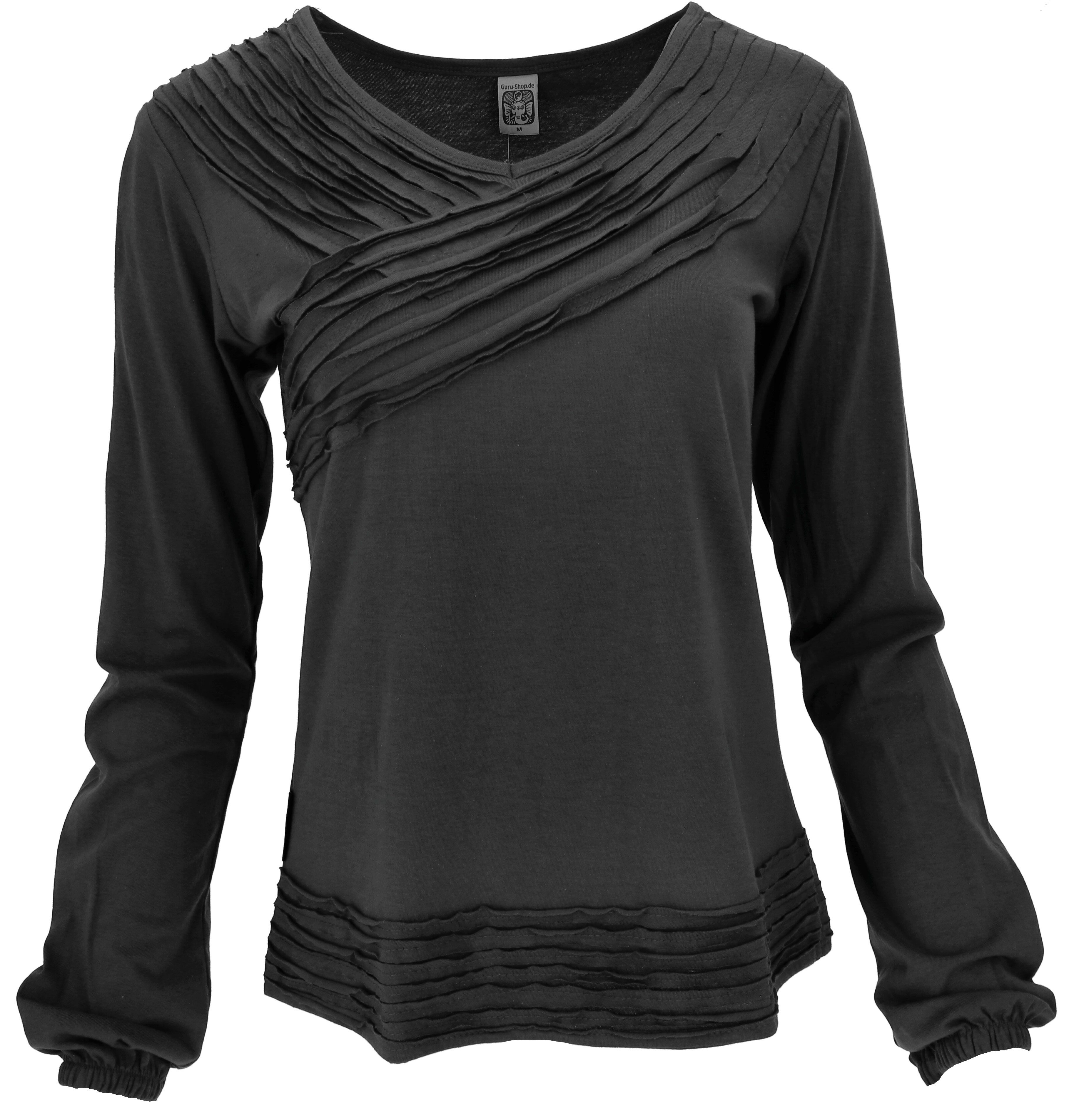 Guru-Shop Longsleeve Langarmshirt Boho Style, einfarbiges Shirt mit.. alter günstig online kaufen