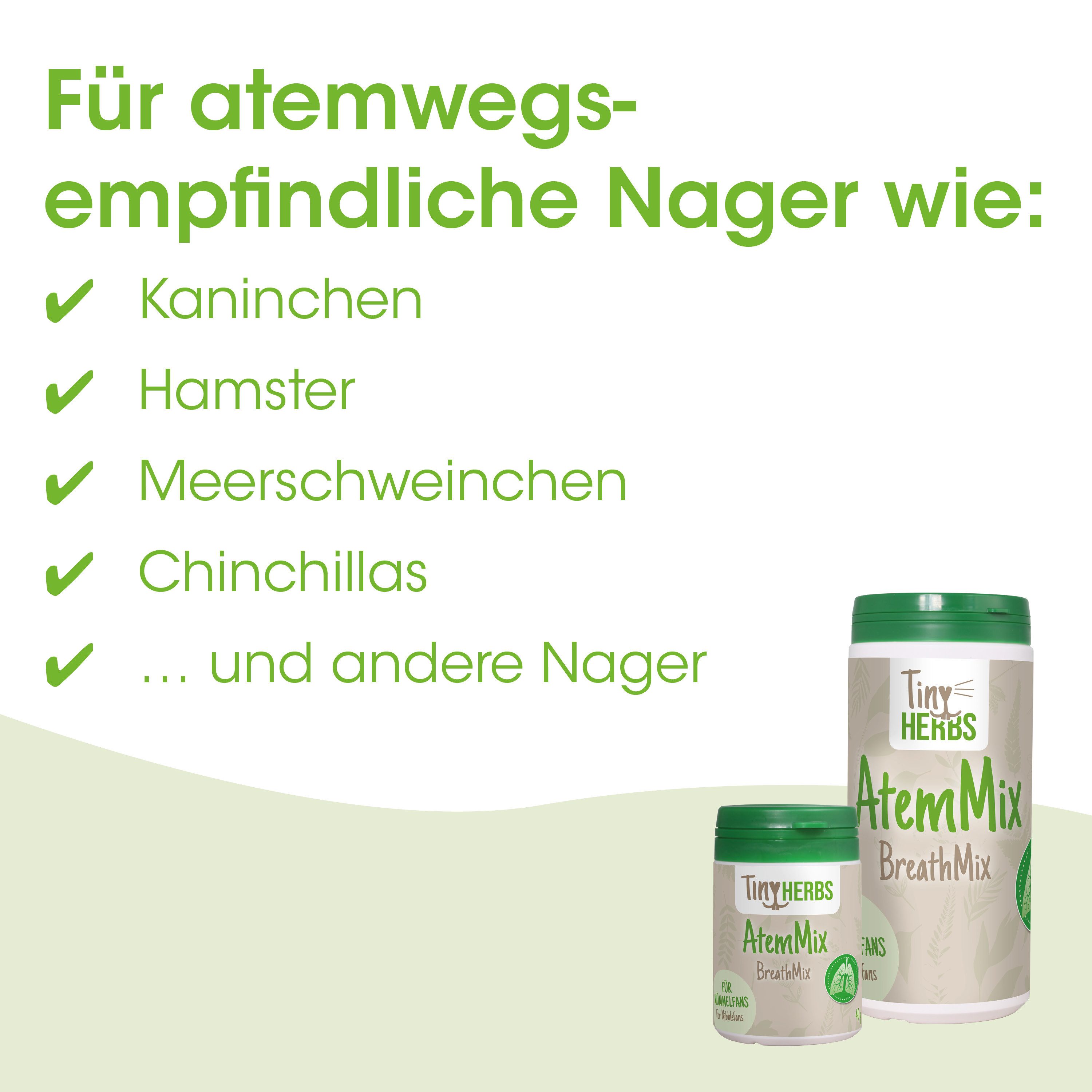 cdVet TinyHerbs Atemmix, Ergänzungsfutter für: Zwergkaninchen, Ratten, Chinchillas, Meerschweinchen, Hamster, Enthält Bronchialkräuter, für die Atemwegskondition