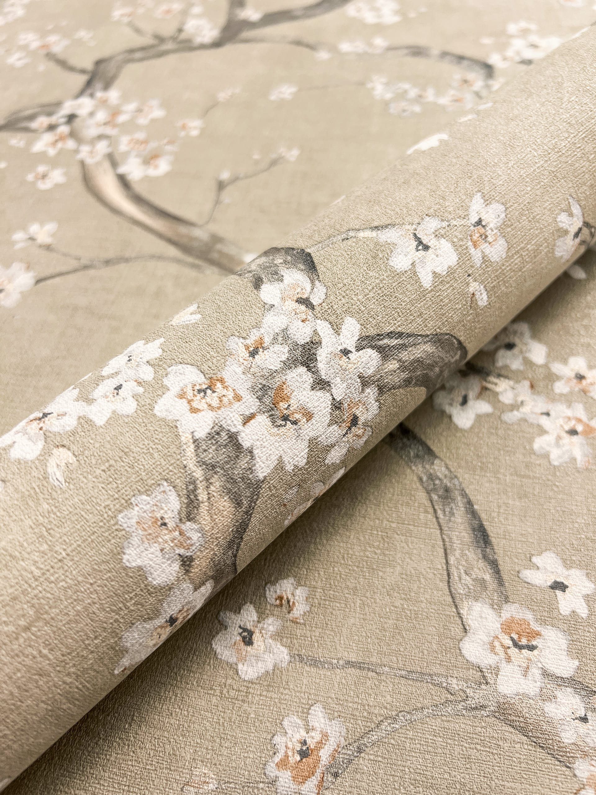 Newroom Vliestapete Ksenja Beige Tapete Mustertapete Kirschblüten,Blumen,Zw günstig online kaufen