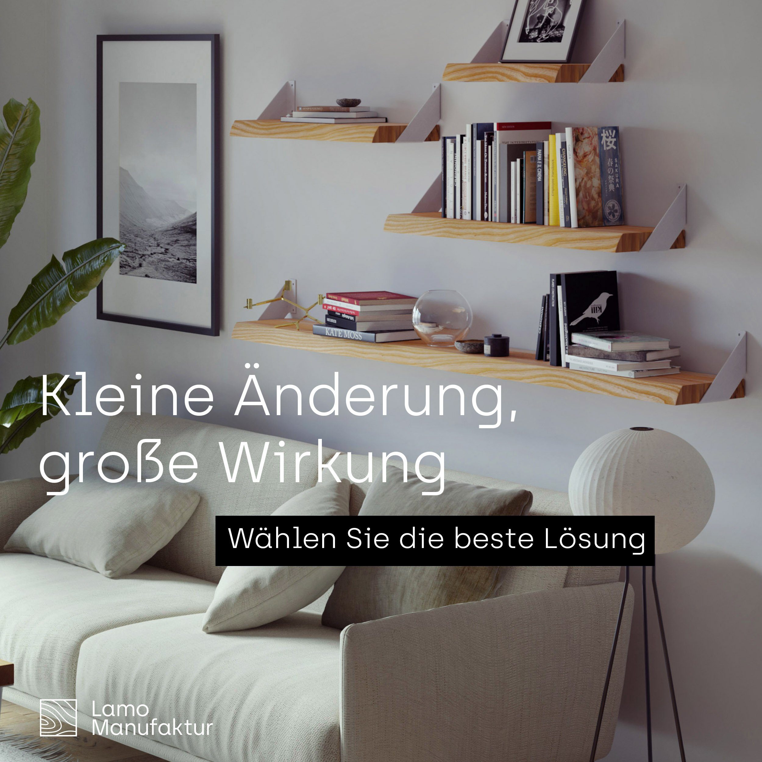 LAMO Manufaktur Wandregal Holz Baumkante Regal günstig online kaufen
