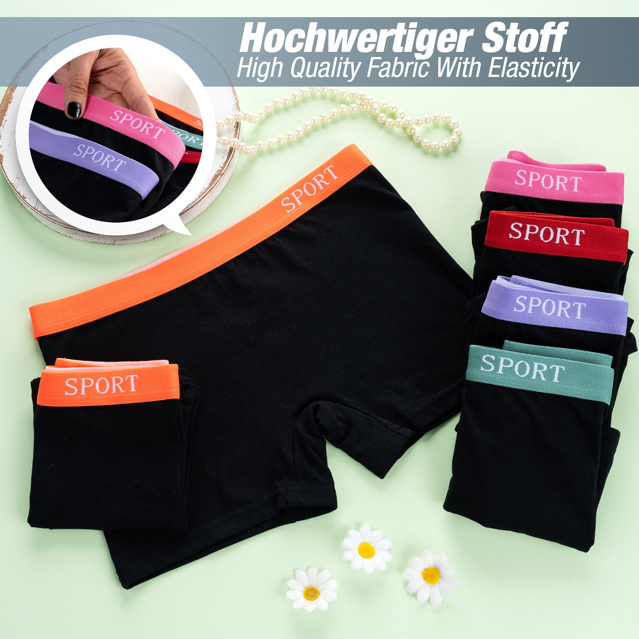 LOREZA Panty 10er Set Mädchen Pantys Boxershorts - Sport - Schwarz (Spar-Packung, 10-St)
