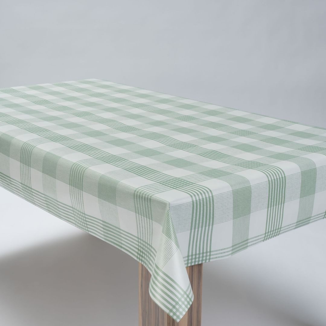 laro Tischdecke Wachstuchtischdecke Linea Karo Grün PVC Eckig
