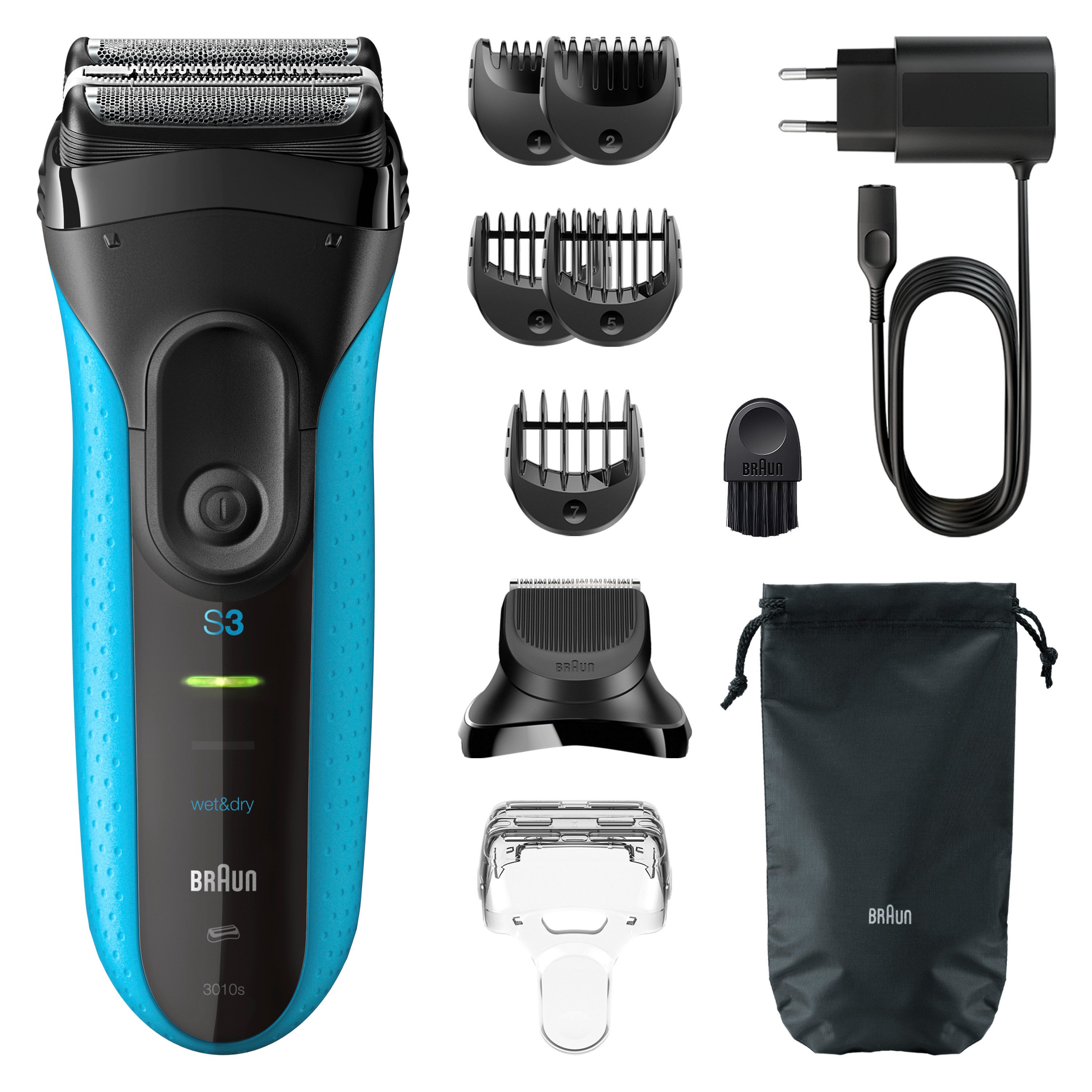 Braun Elektrorasierer Series 3+ 3010BT, Aufsätze: 6, 3 flexible Klingen, effizienter MicroComb Mitteltrimmer