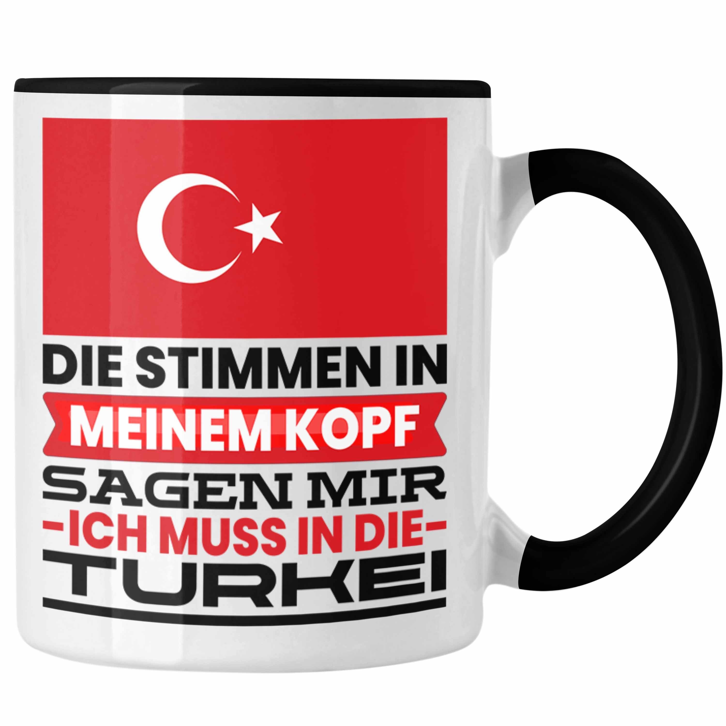 Trendation Tasse Türkei Tasse Geschenk für Türken Geburtstag Urlaub Geschenkidee Ich Mu Schwarz