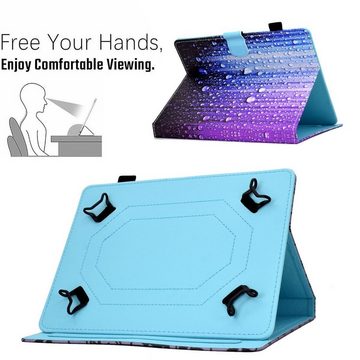 Wigento Tablet-Hülle Kunstleder Tablet Cover Tasche Wassertropfen für Lenovo Tab M10 Plus 3. Gen Blau Hülle Case Etui
