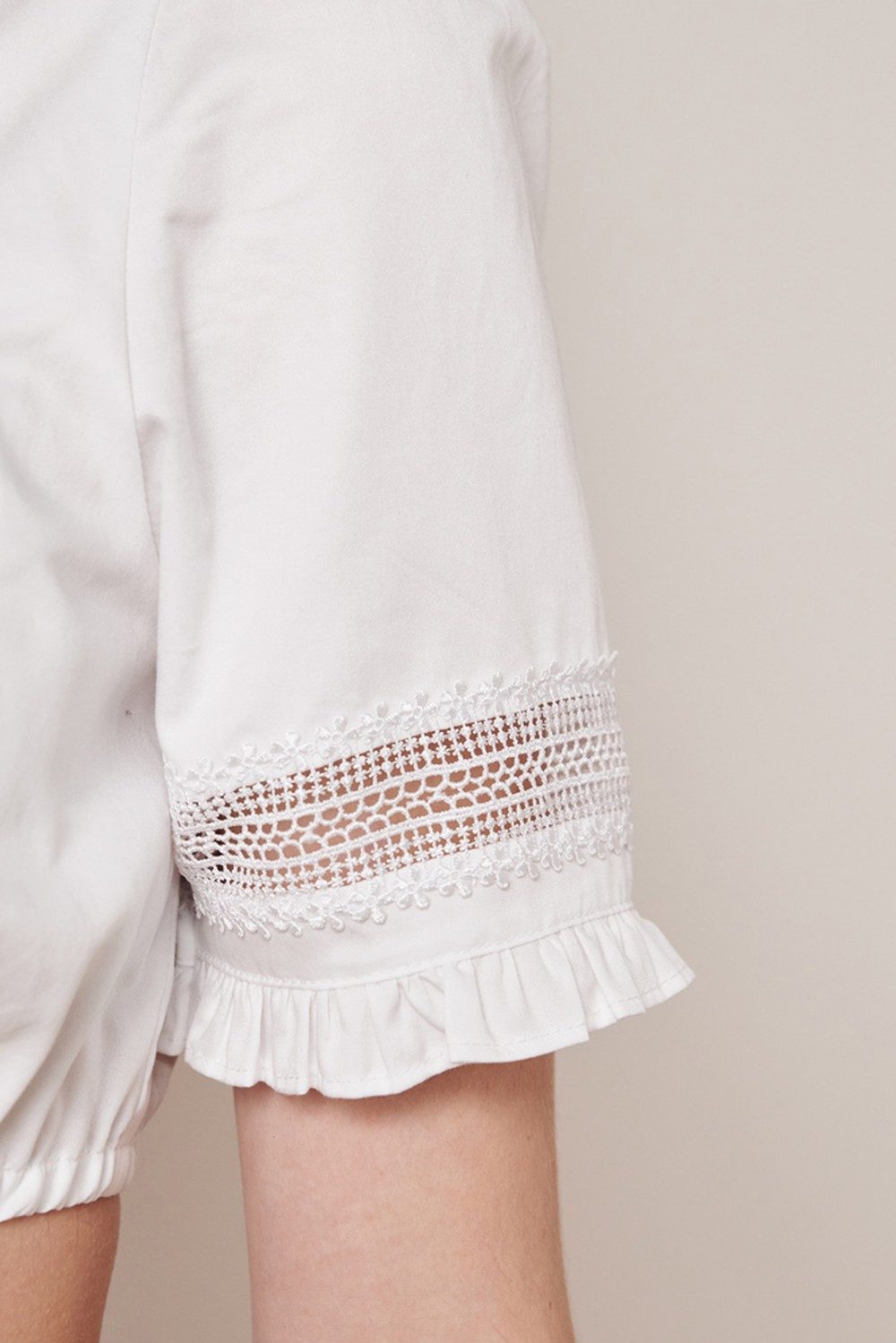 KRÜGER COLLECTION Dirndlbluse 'Tori' Traditionell Halbarm 211165, Ecru