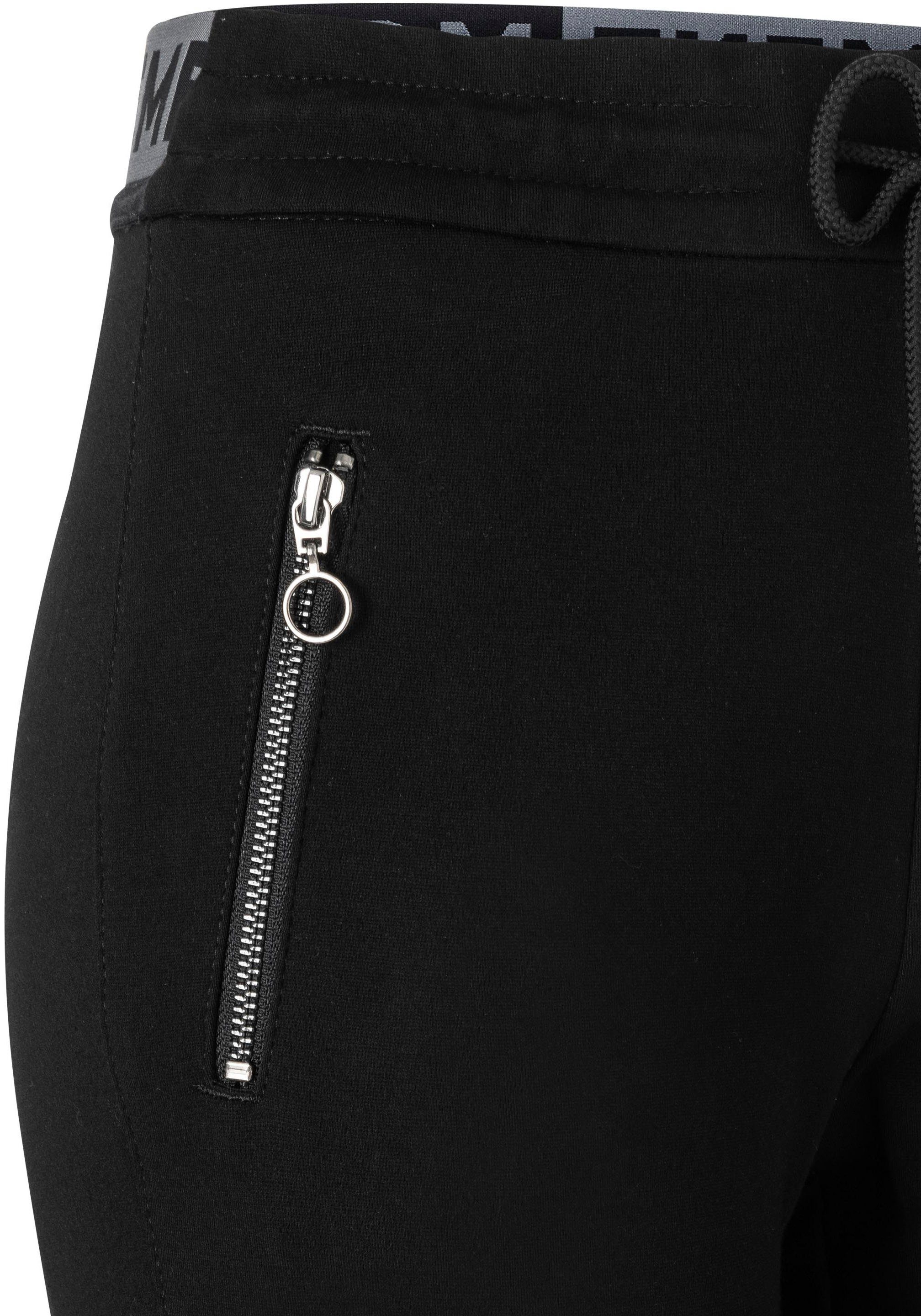 MAC Jerseyhose smart mit black Reißerschluss-Taschen dezenten easy