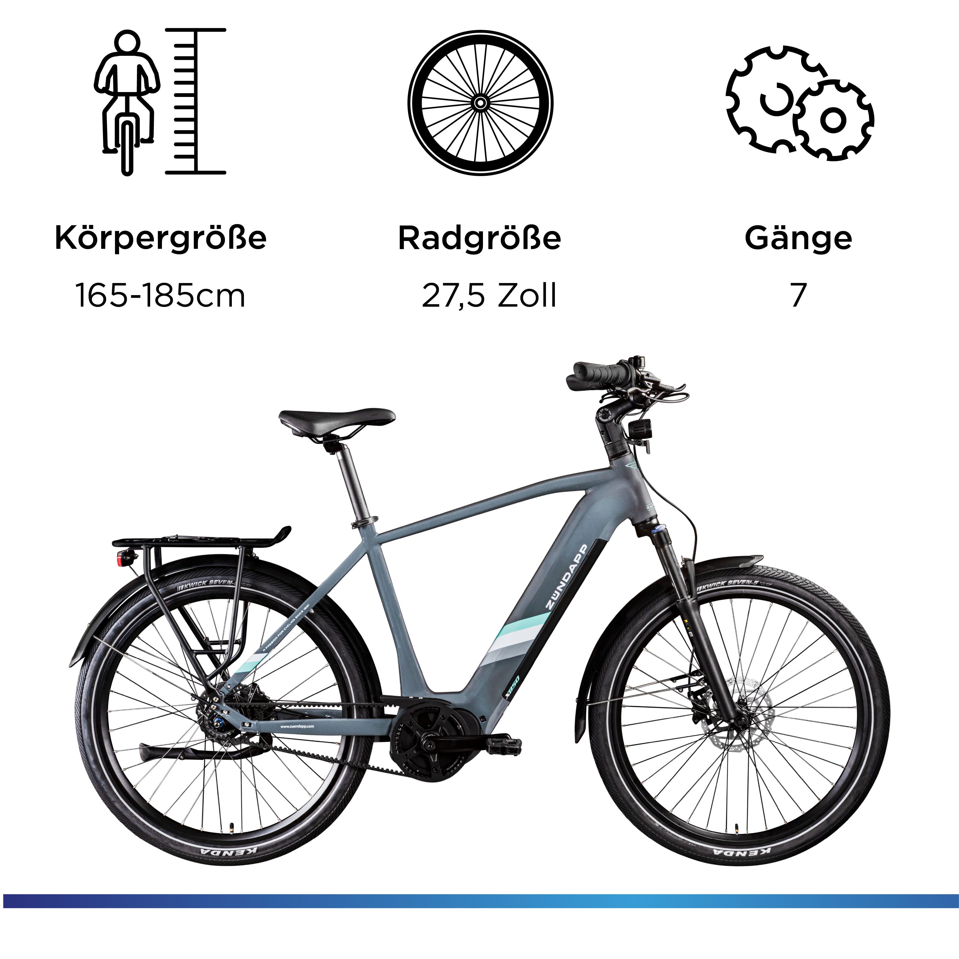 Zündapp E-Bike Trekkingrad X850, 7 Gang, Nabenschaltung, Mittelmotor, 550 Wh, Pedelec, Elektrofahrrad für Damen und Herren