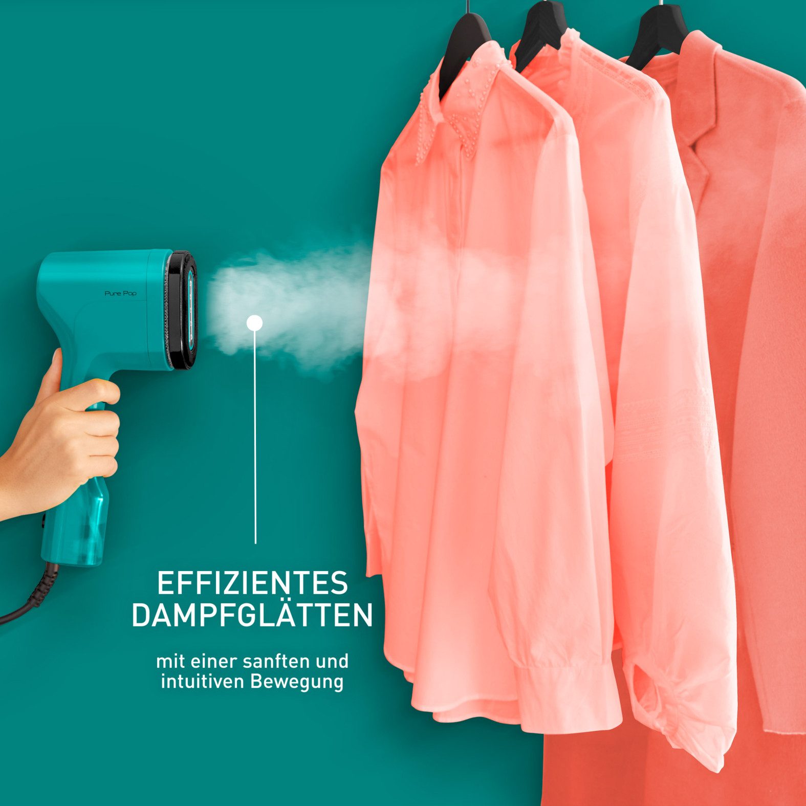 Tefal Dampfbürste Pure Pop, 1300 W, entfernt bis zu 99,99% der Viren/Bakterien/Keime