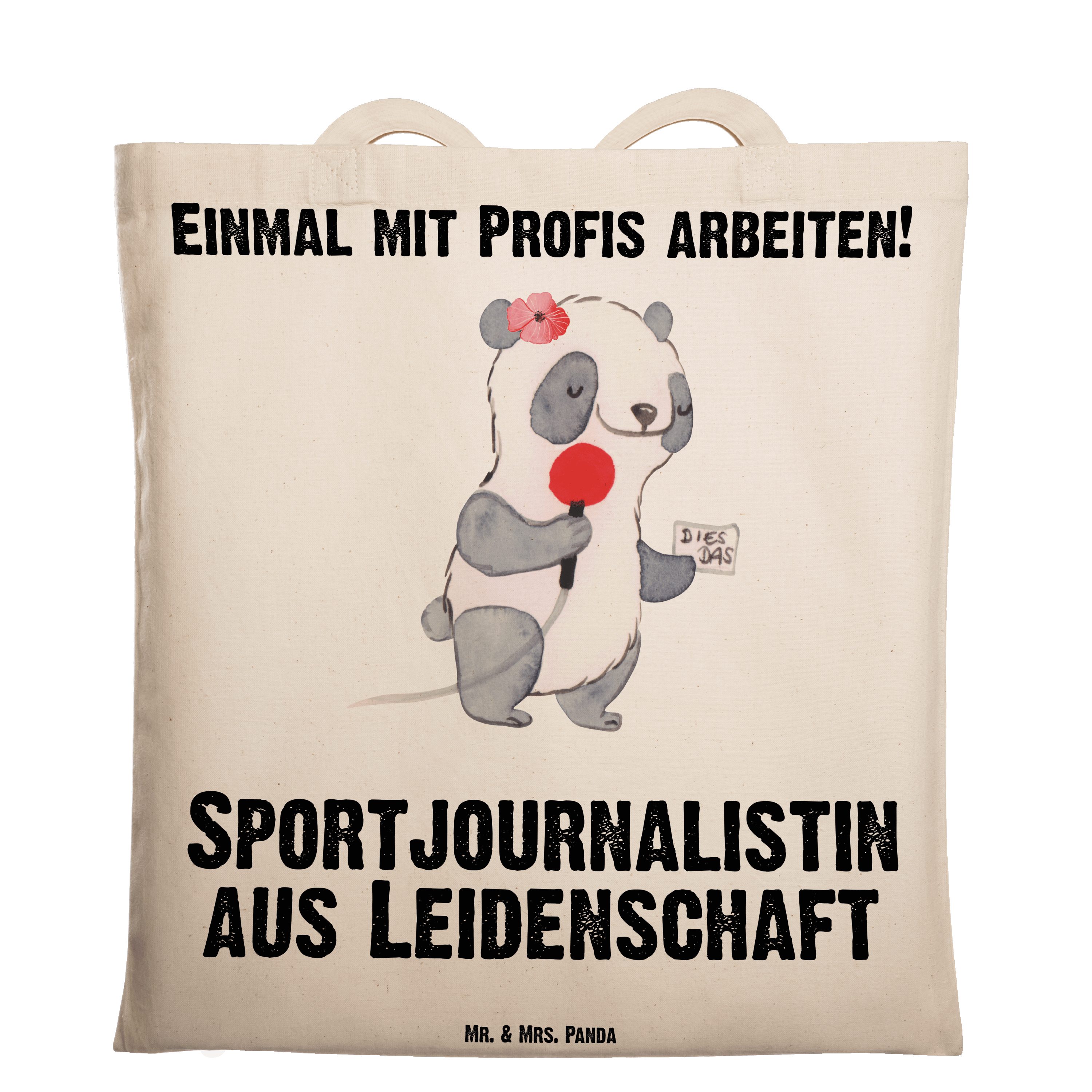 Sportjournalistin Mrs. Leidenschaft - aus Transparent Tragetasche - Geschenk, (1-tlg) Panda & Beutel, Mr.