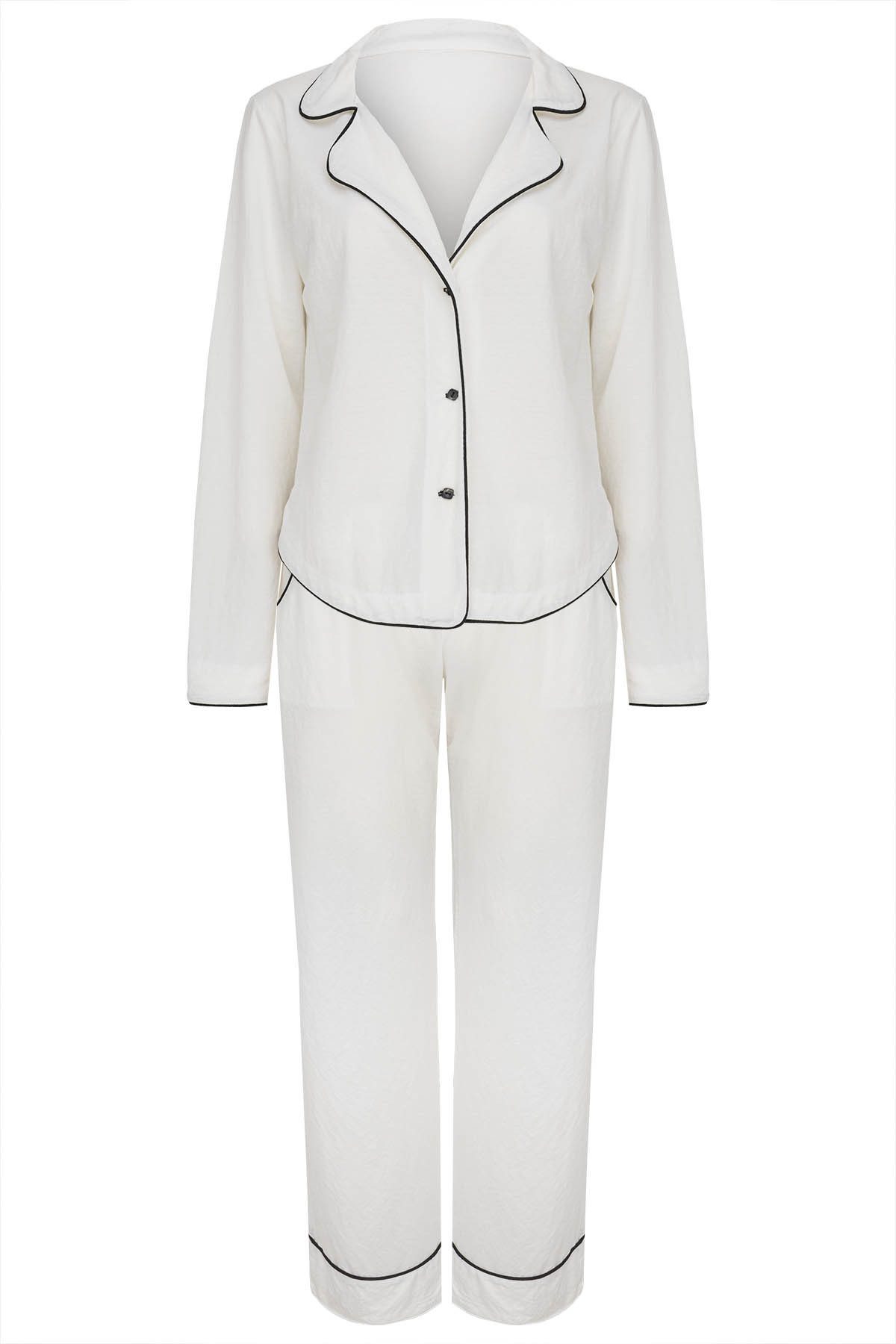 Mademoiselle Sommeil Pyjama Schlafanzug aus EcoVero™ Viskose – Weiß mit sch günstig online kaufen