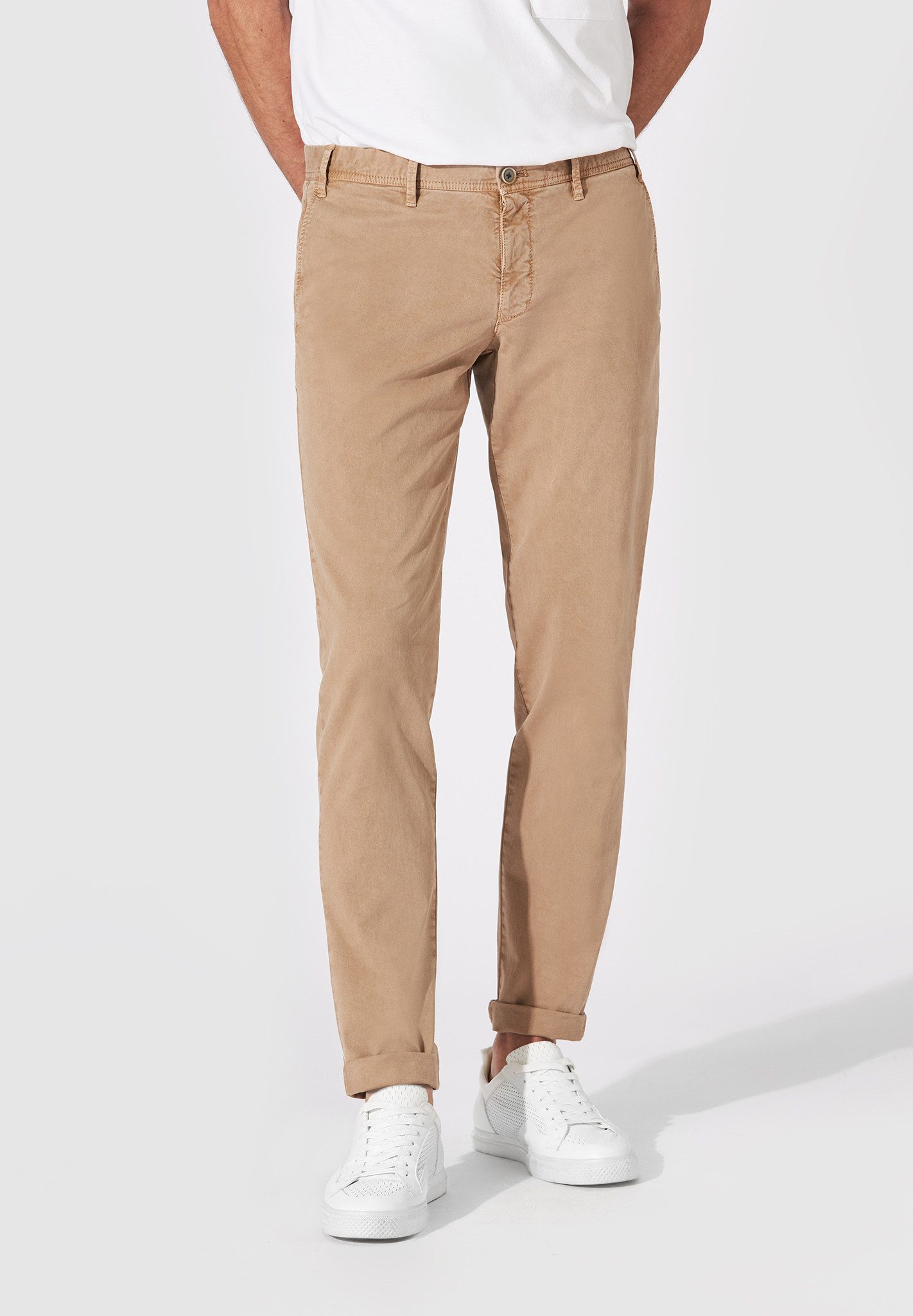 Hiltl Chinos Tavi - Casual Gabardine, Slim-Fit, Baumwolle-beige-50