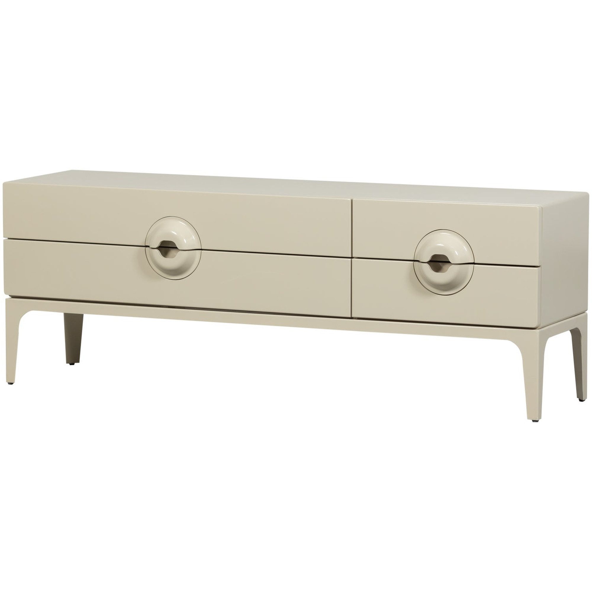 WOOOD TV-Board Merge aus Holz in Hellgrau - 160 cm breit, elegantes Design, Einzigartige Griffe & Design