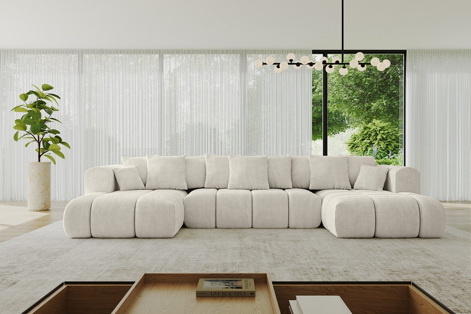ALTDECOR Wohnlandschaft CLOUD-U-v1, Couch mit Schlaffunktion, Wohnzimmer - Ecksofa, Corner Sofa Bett Eckcouch Couch U-Form Schlafcouch Ausziehbar