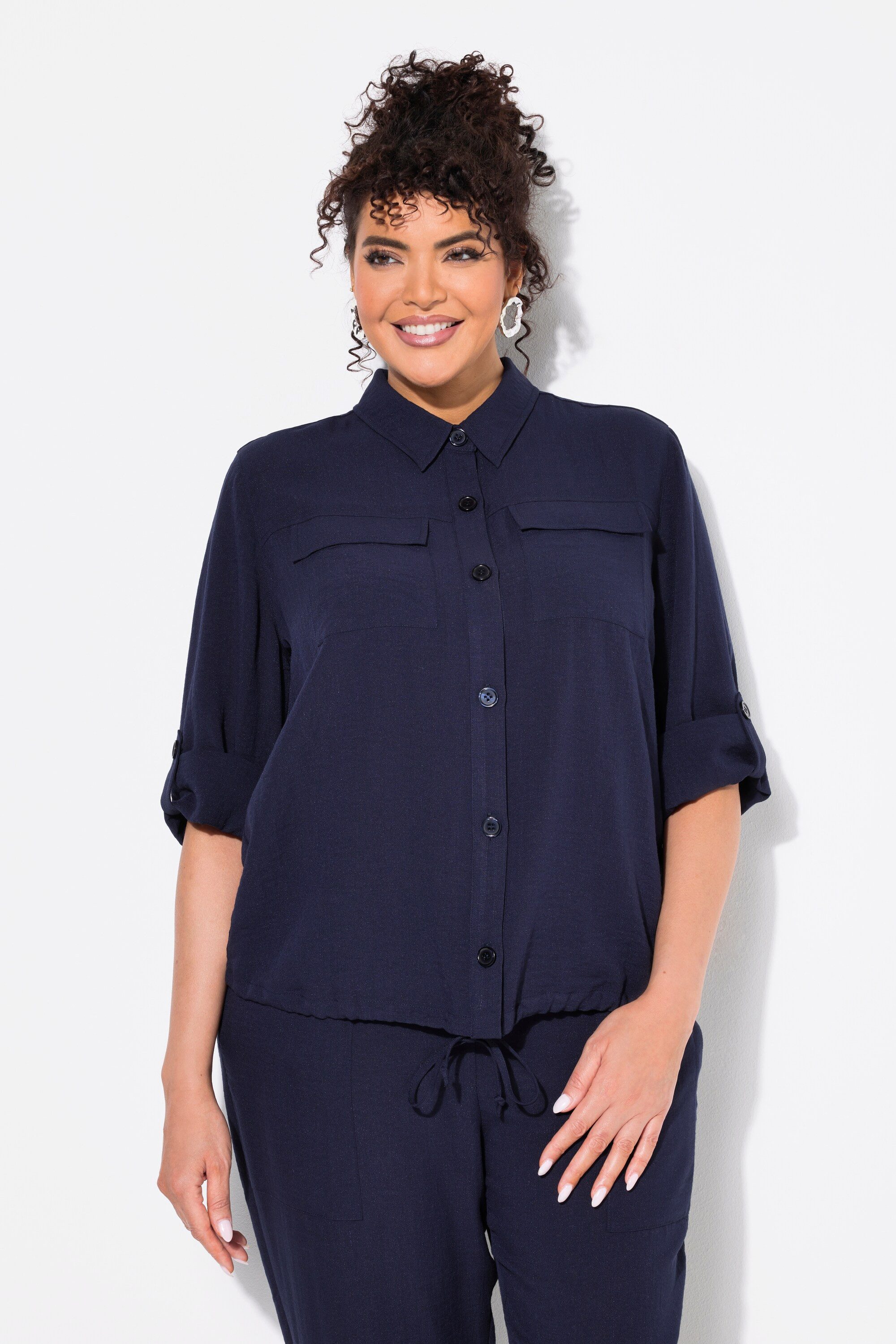 Ulla Popken Sommerjacke Jacke Hemdkragen Knöpfe günstig online kaufen