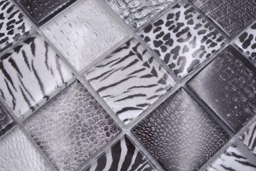 Mosani Mosaikfliesen Glasmosaik Crystal Mosaik schwarz glänzend / 10 Mosaikmatten