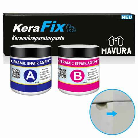 MAVURA Reparaturmasse KeraFix Keramikreparaturpaste Porzellan Reparaturmasse Keramik, (Fliesenreparatur Keramikpaste), Fliesenreparaturmittel Fliesen Reparatur Paste weiß