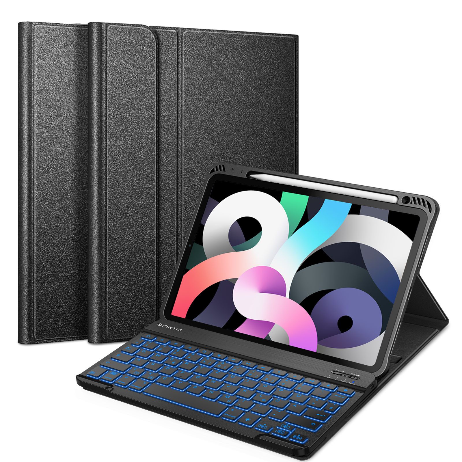 Fintie Tablet-Hülle für iPad Air 11'' M4/M3/M2(2026/2025/2024), iPad Air 5/4 Gen 2022/2020 10.9 Zoll, mit 7 Farben Beleuchtete Abnehmbare QWERTZ Tastatur