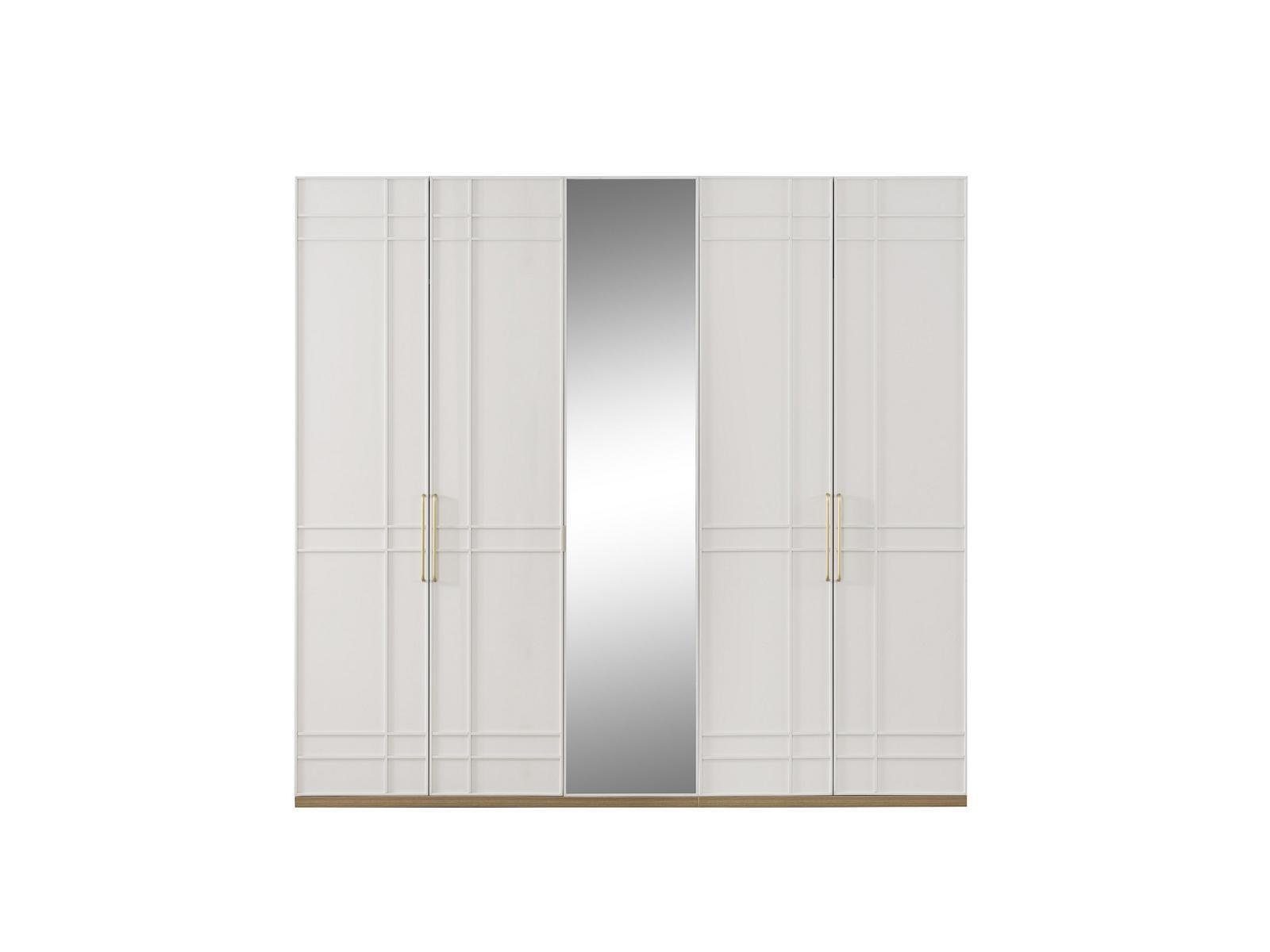 JVmoebel Kleiderschrank Kleiderschränke Kleiderschrank Schränke Weiß Holz Spiegel 5 Türen Neu (Kleiderschrank) Made In Europe