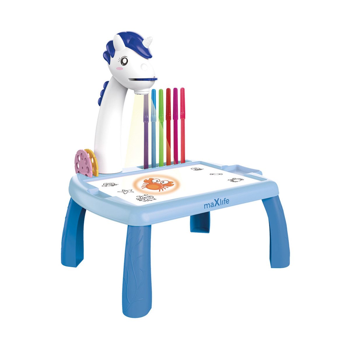 MaXlife Zeichentisch MXDP-200 (Spielset, inklusive Zubehör), Projektor mit Zeichentisch zur kreativen Förderung von Kindern