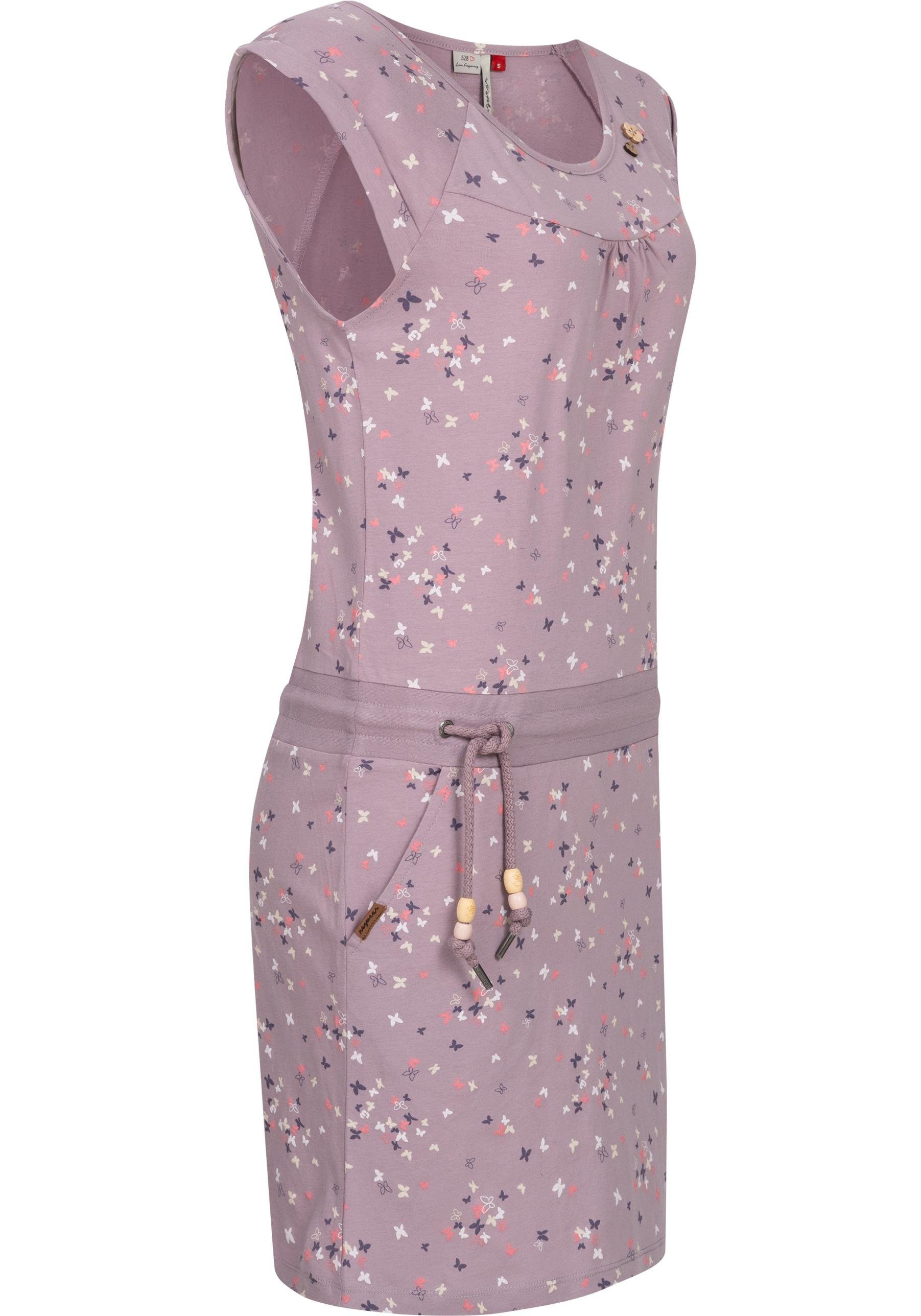 Ragwear Sommerkleid Penelope leichtes Print mit lavendel Kleid Baumwoll