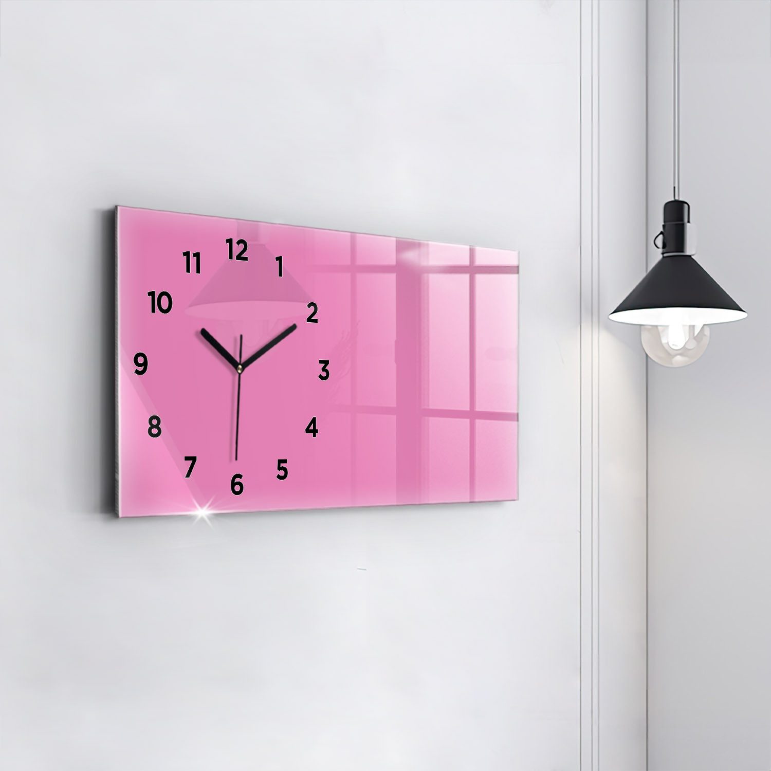 Tulup Wanduhr Wanduhr Glasuhr Rechteckige Wanduhr 60x30 cm Uhr aus Gehärtetem Glas