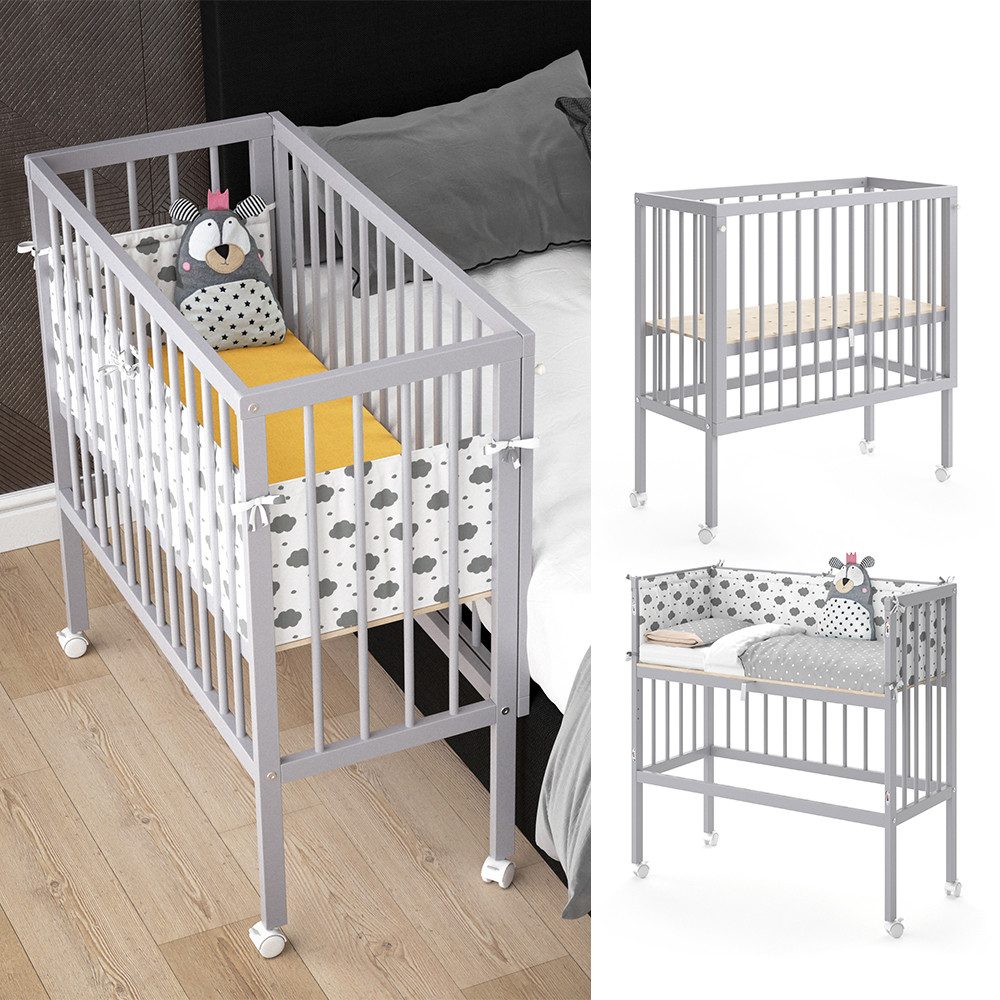 VitaliSpa® Beistellbett Sophie, Grau, 40 x 90 cm 2 Seitenschienen, 1-tlg. günstig online kaufen