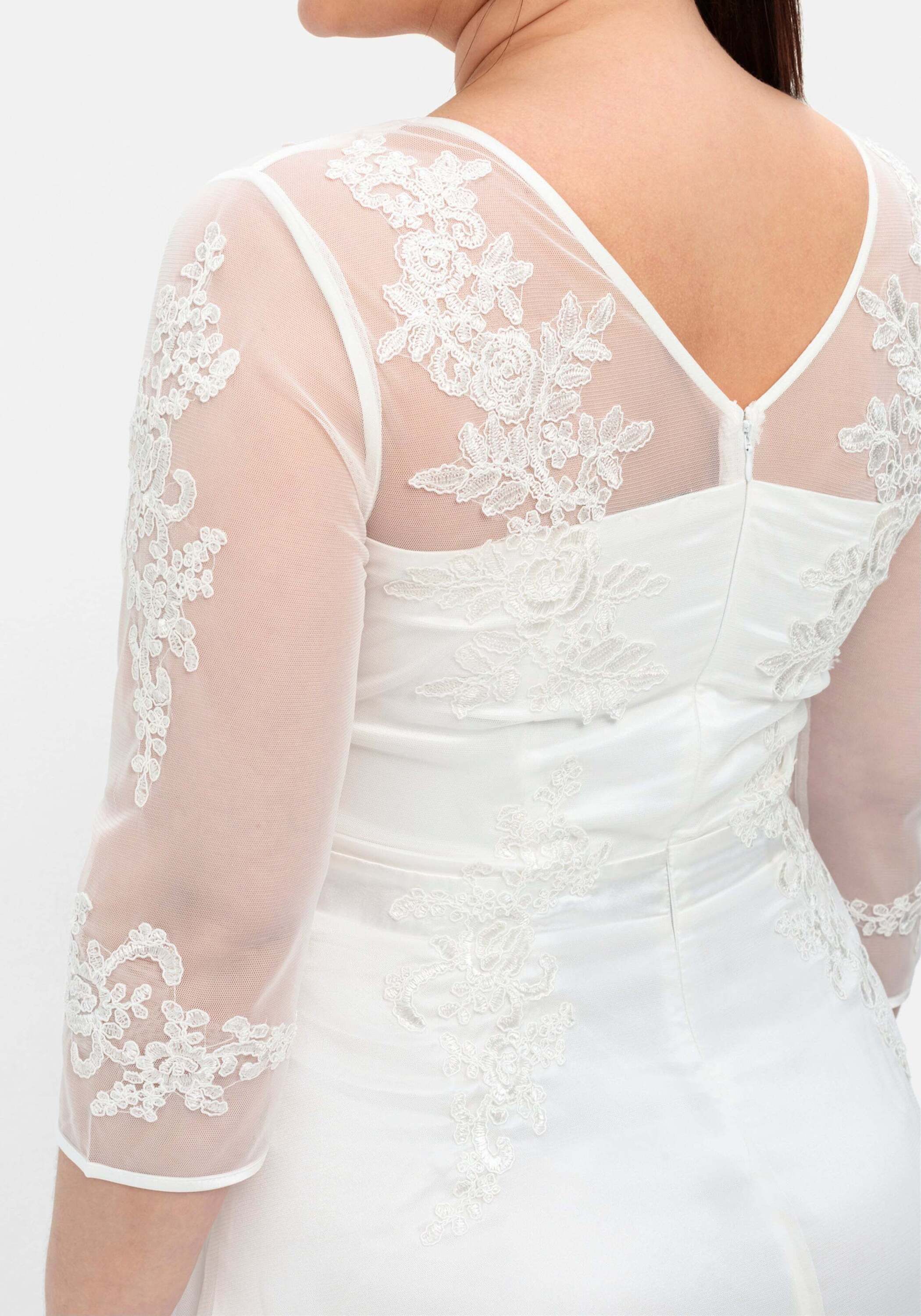 Sheego Etuikleid Abendkleid 3/4-Arm mit weit ausgestelltem Rockteil – Bild 4 von 5