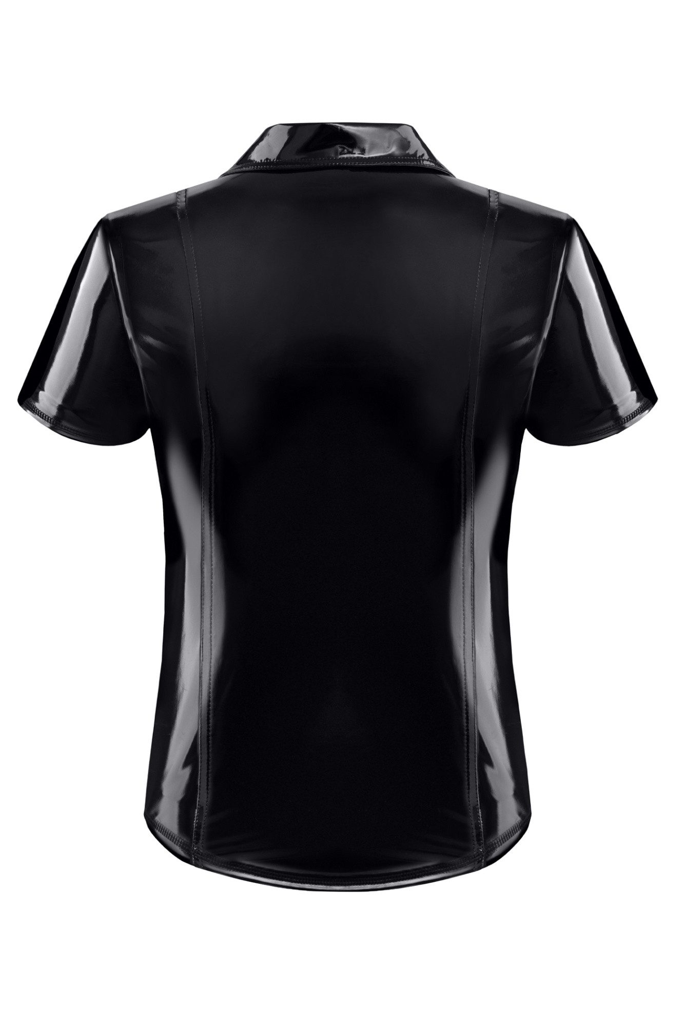 Regnes Fetish Planet T-Shirt Herren T-Shirt wetlook Hemd Poloshirt schwarz mit Stehkragen Slim