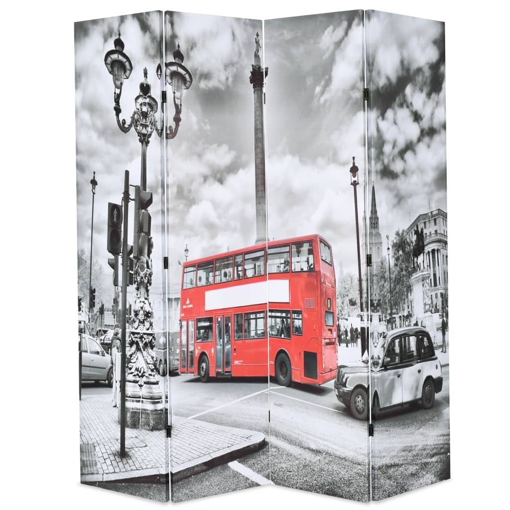 furnicato Raumteiler klappbar 160 cm Schwarz-Weiß x 170 London Bus
