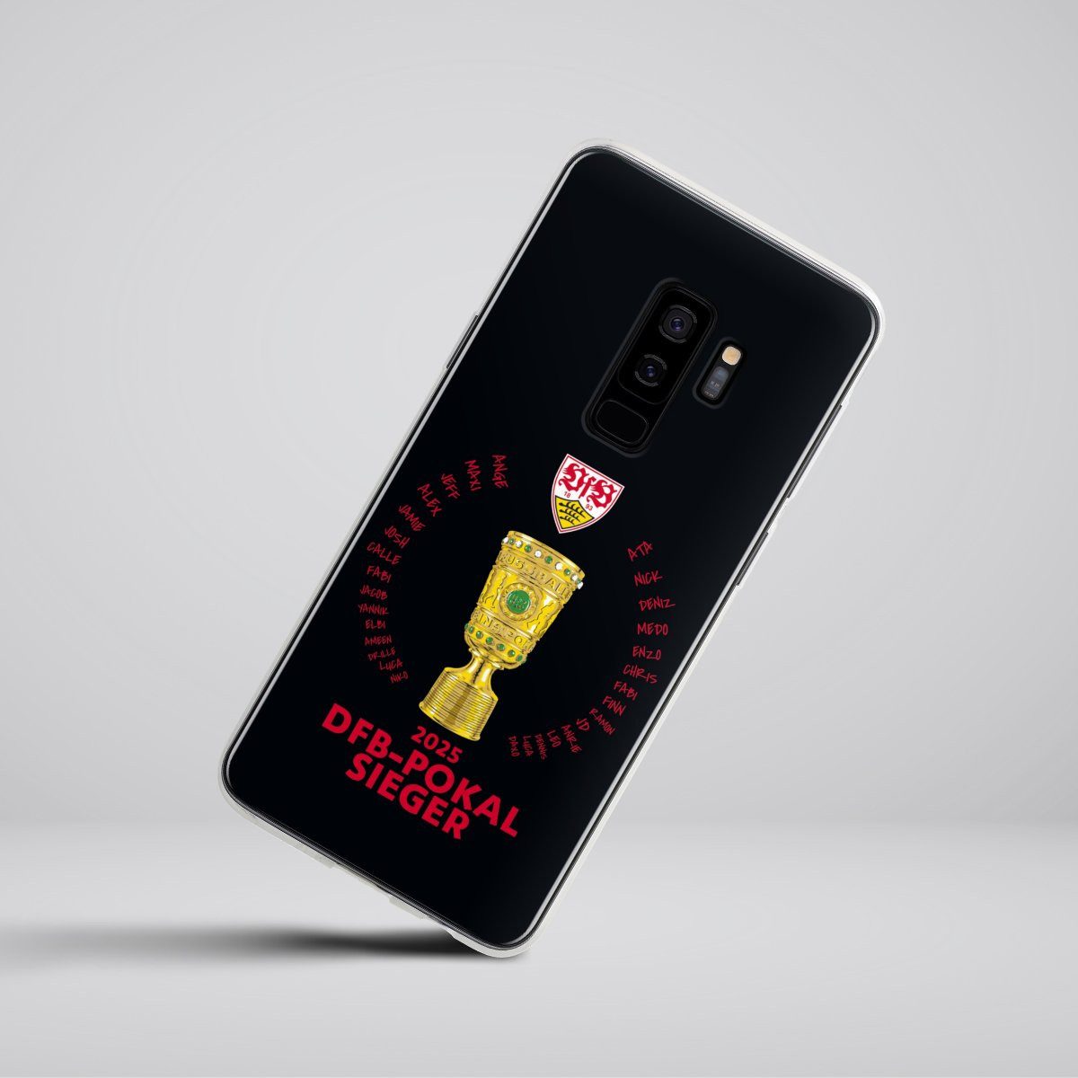 DeinDesign Handyhülle VfB Stuttgart Pokal Offizielles Lizenzprodukt, Samsung Galaxy S9 Plus Silikon Hülle Bumper Case Handy Schutzhülle