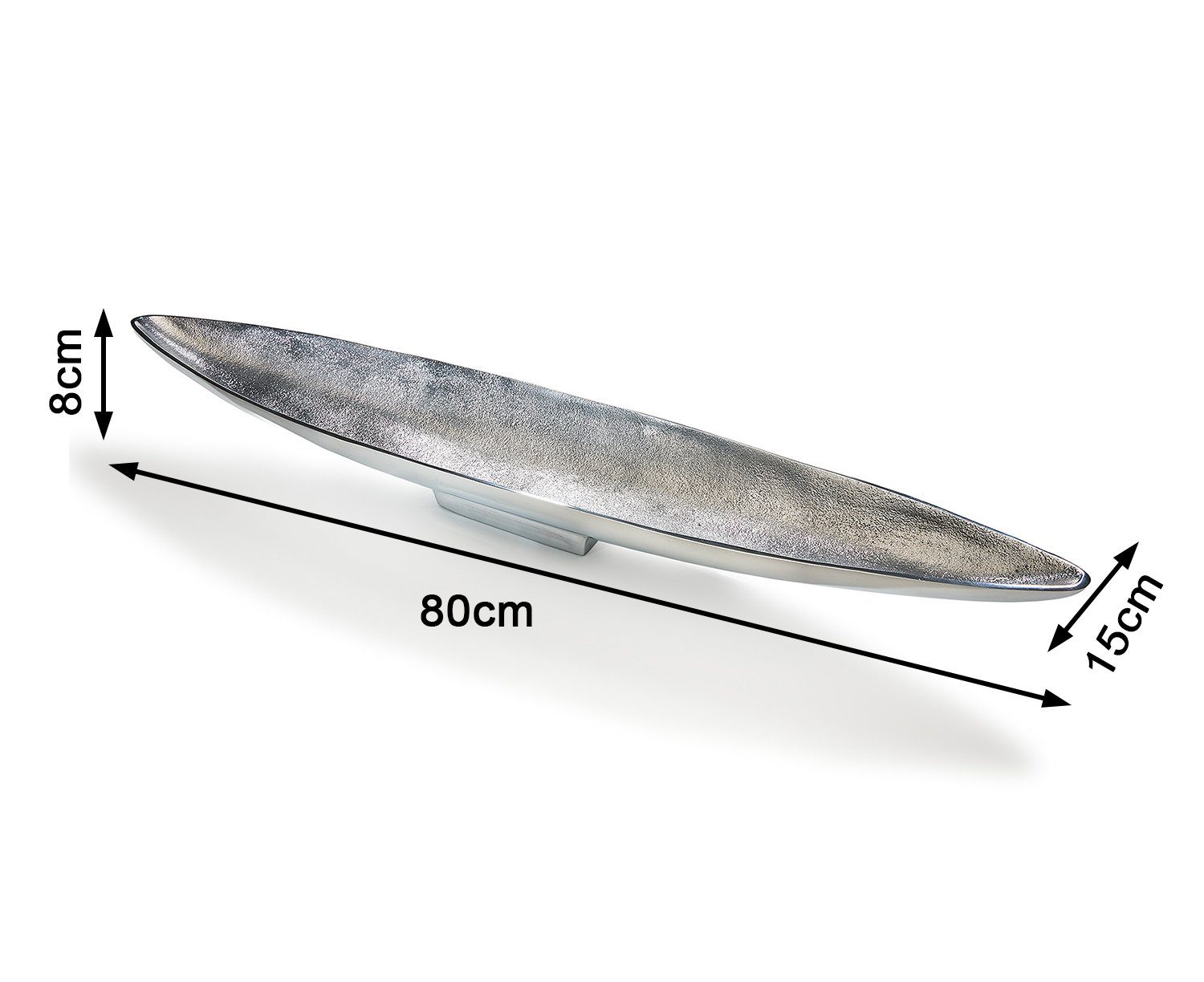 Kobolo Dekoschale Schale XXL Schiffchenform 80cm (silberfarben) Metall aus