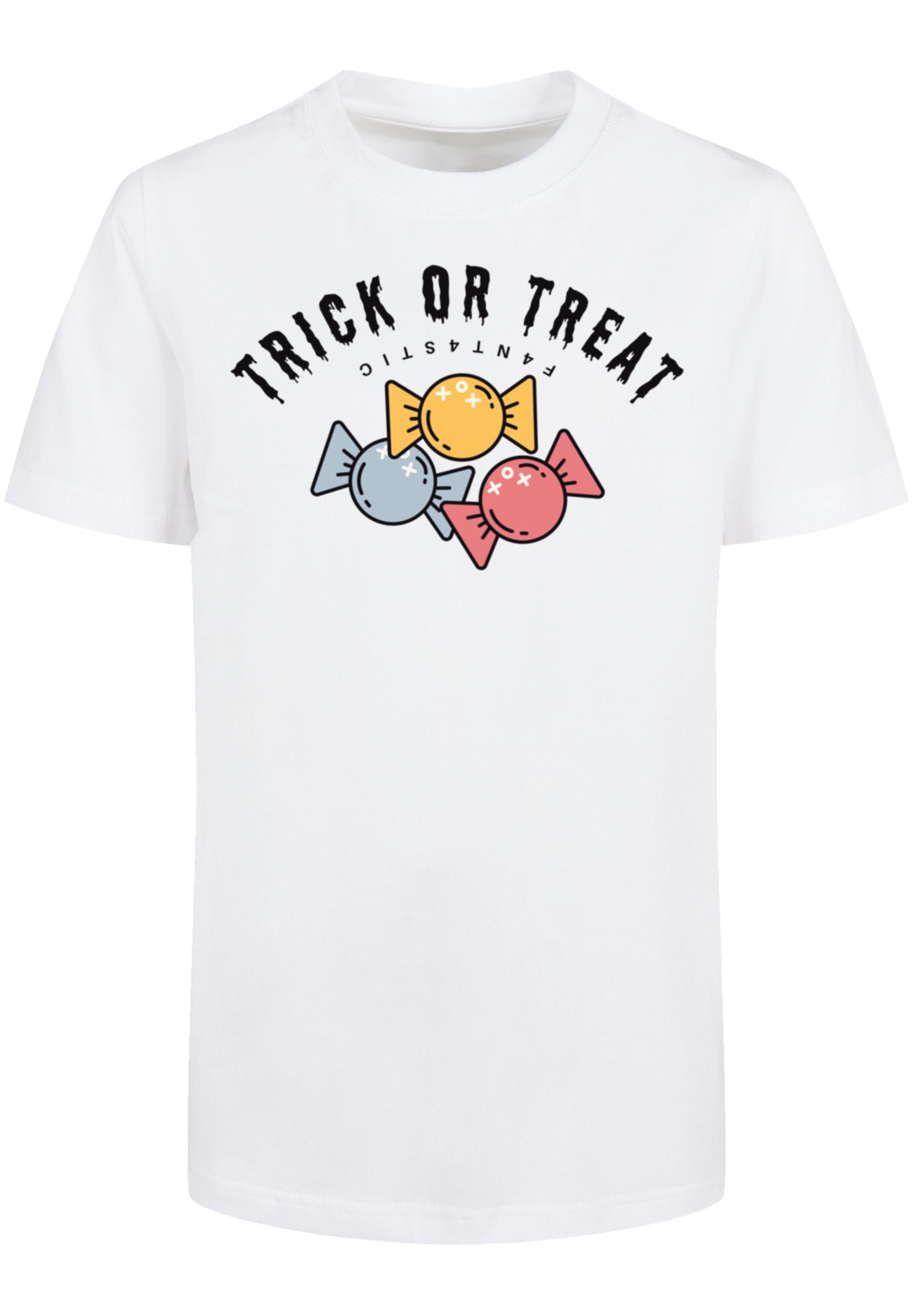 F4NT4STIC T-Shirt Trick Or weiß Halloween Print Treat