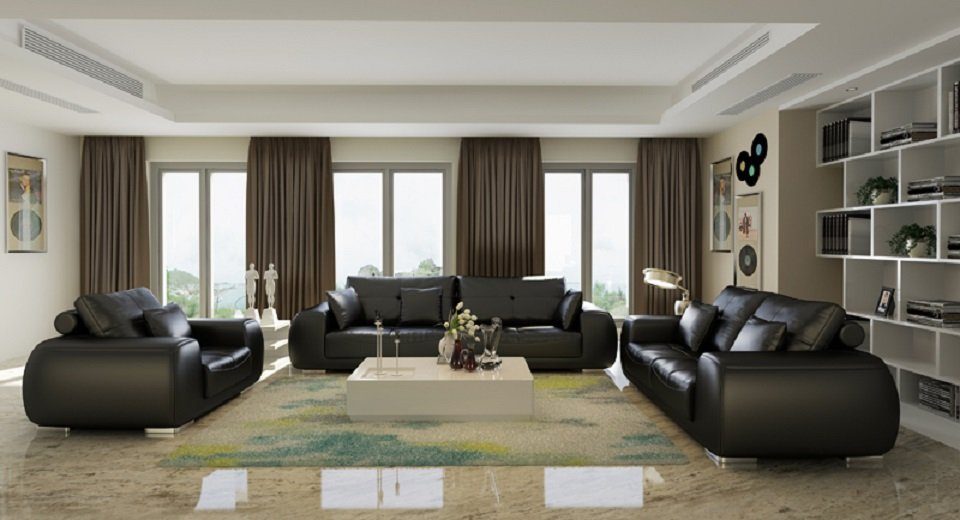 Sofa Europe Made Couchen Luxus, 3+2+1 Schwarz Design Couch Modern Set in Polster Sofa JVmoebel Sofa Sitzer