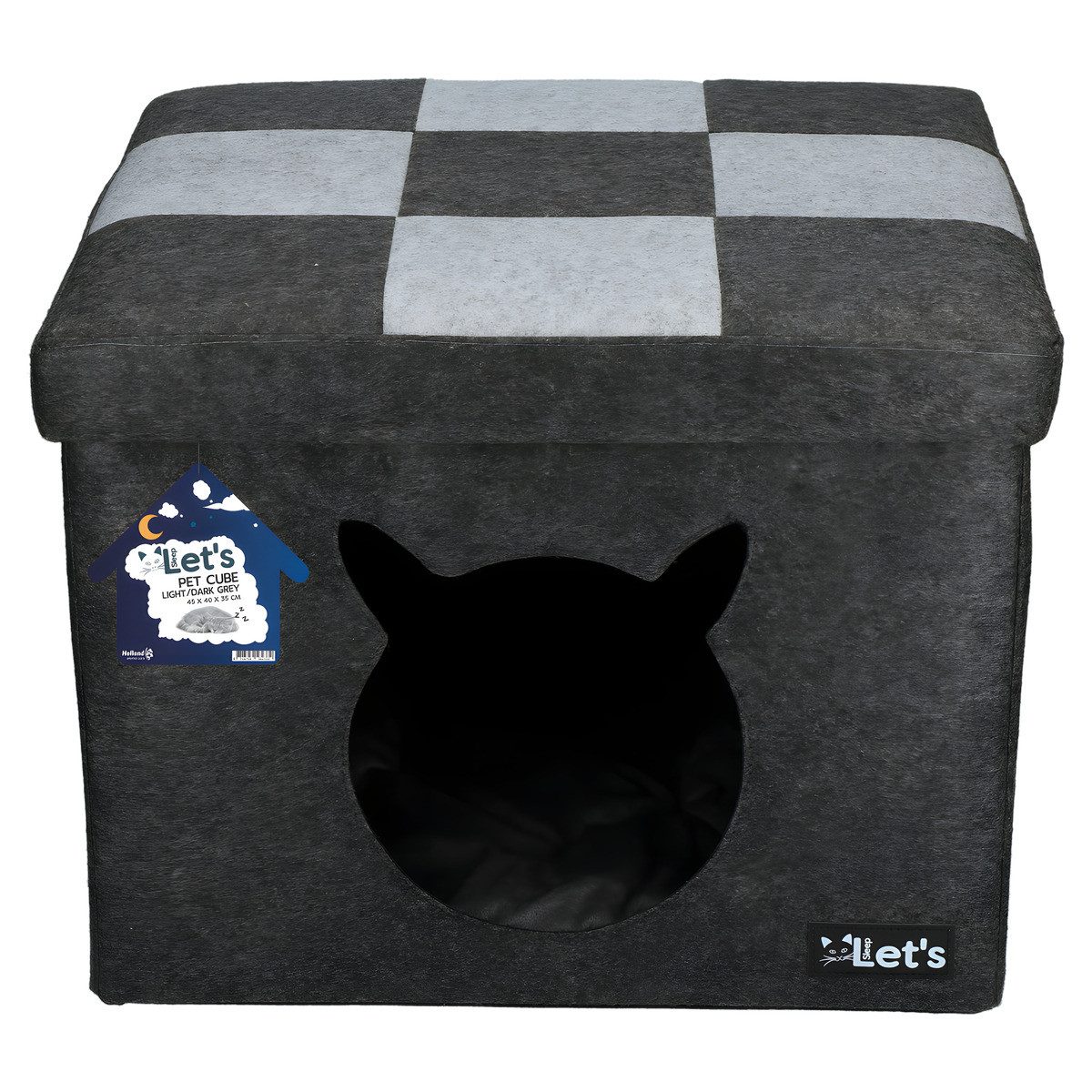 Holland Animal Care Schlafhöhle Lets Sleep Pet Cube Katzenkorb hellgrau/dunkelgrau